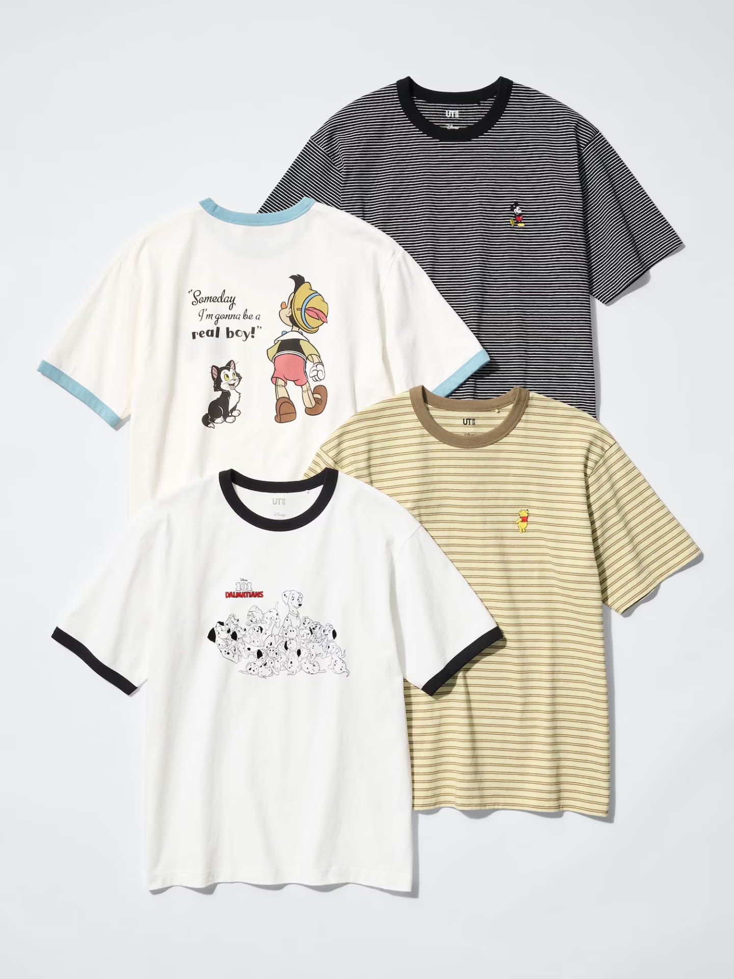 ユニクロUTから、ミッキー/プーさん/101/ピノキオのメンズTシャツ発売