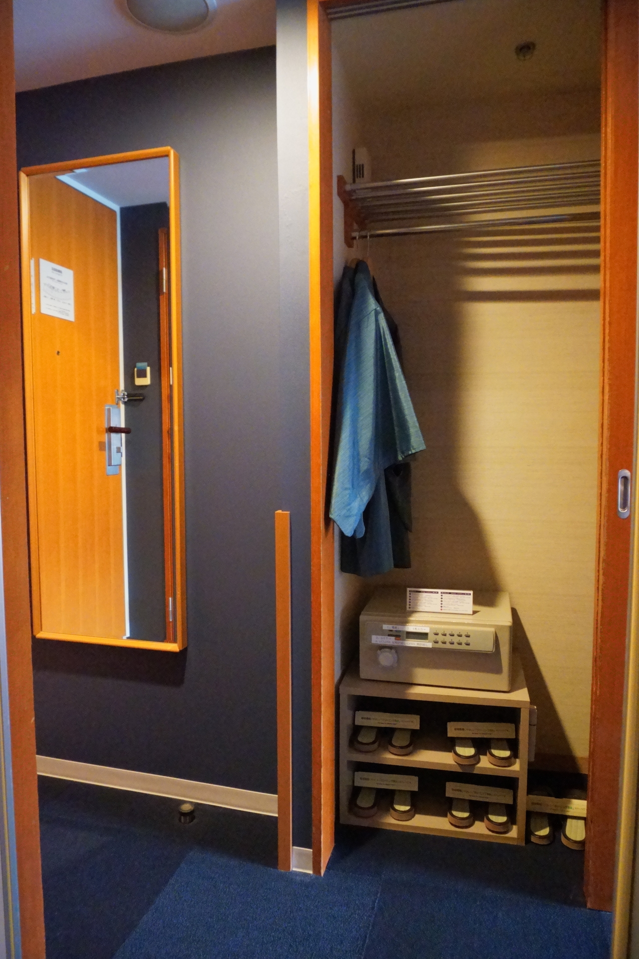 入り口の姿見とクローゼット（左半分）