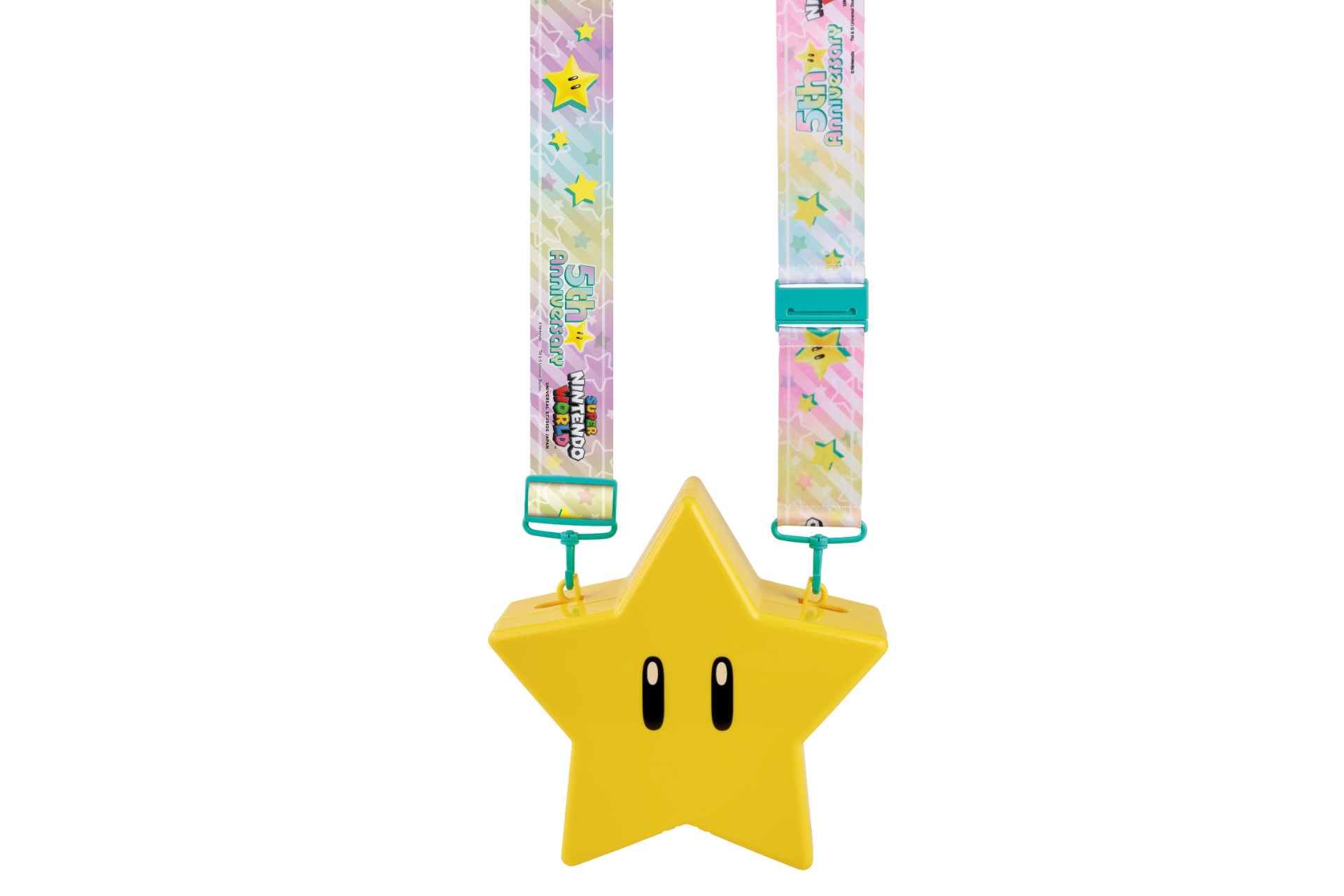 おなじみの“無敵”BGMが流れ、ピカピカ光る「アニバーサリー・スーパースター・ポップコーンバケツ」