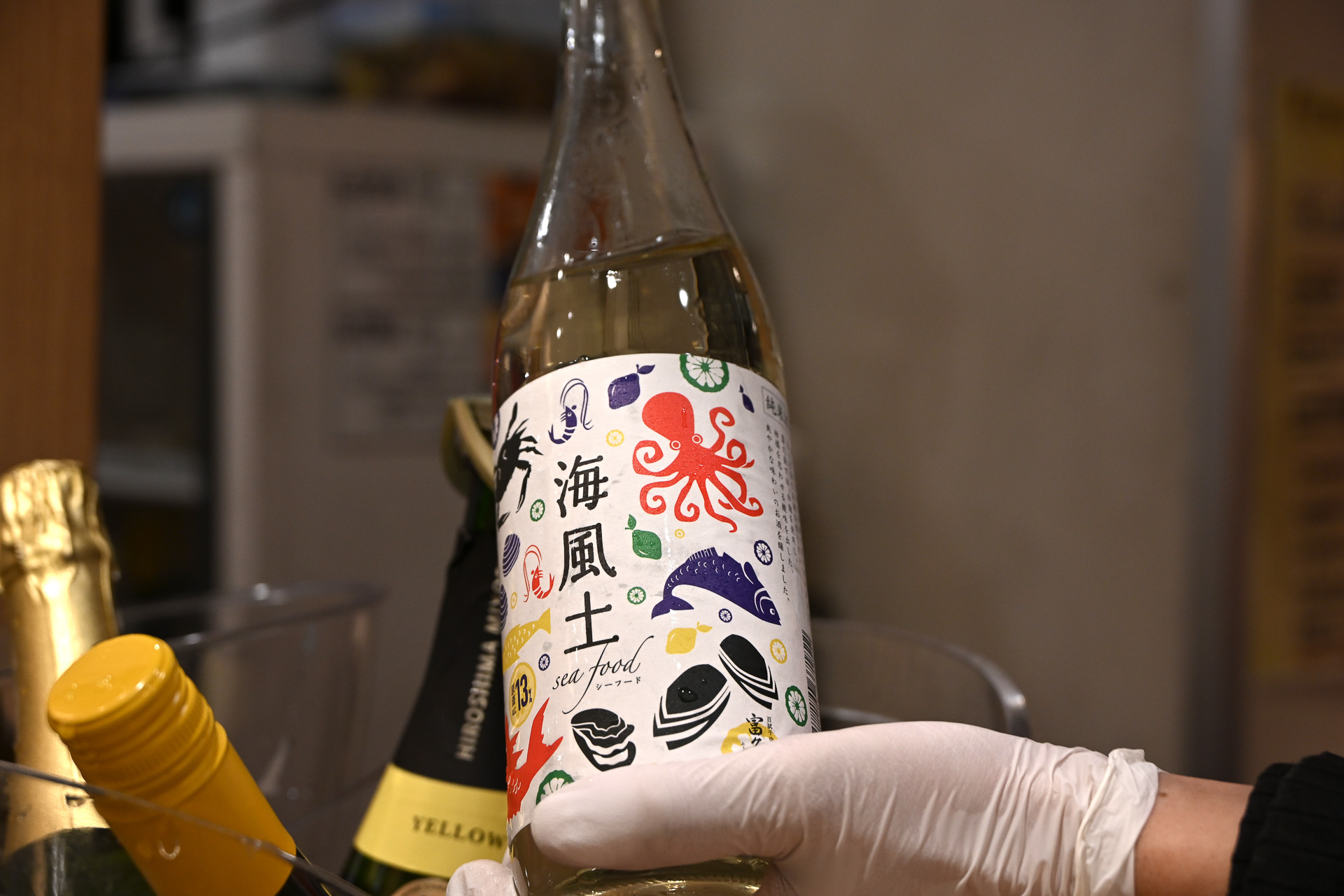 甘口派に、キュートなラベルの海風土 白麹純米酒 やや甘口（1杯600円）も用意