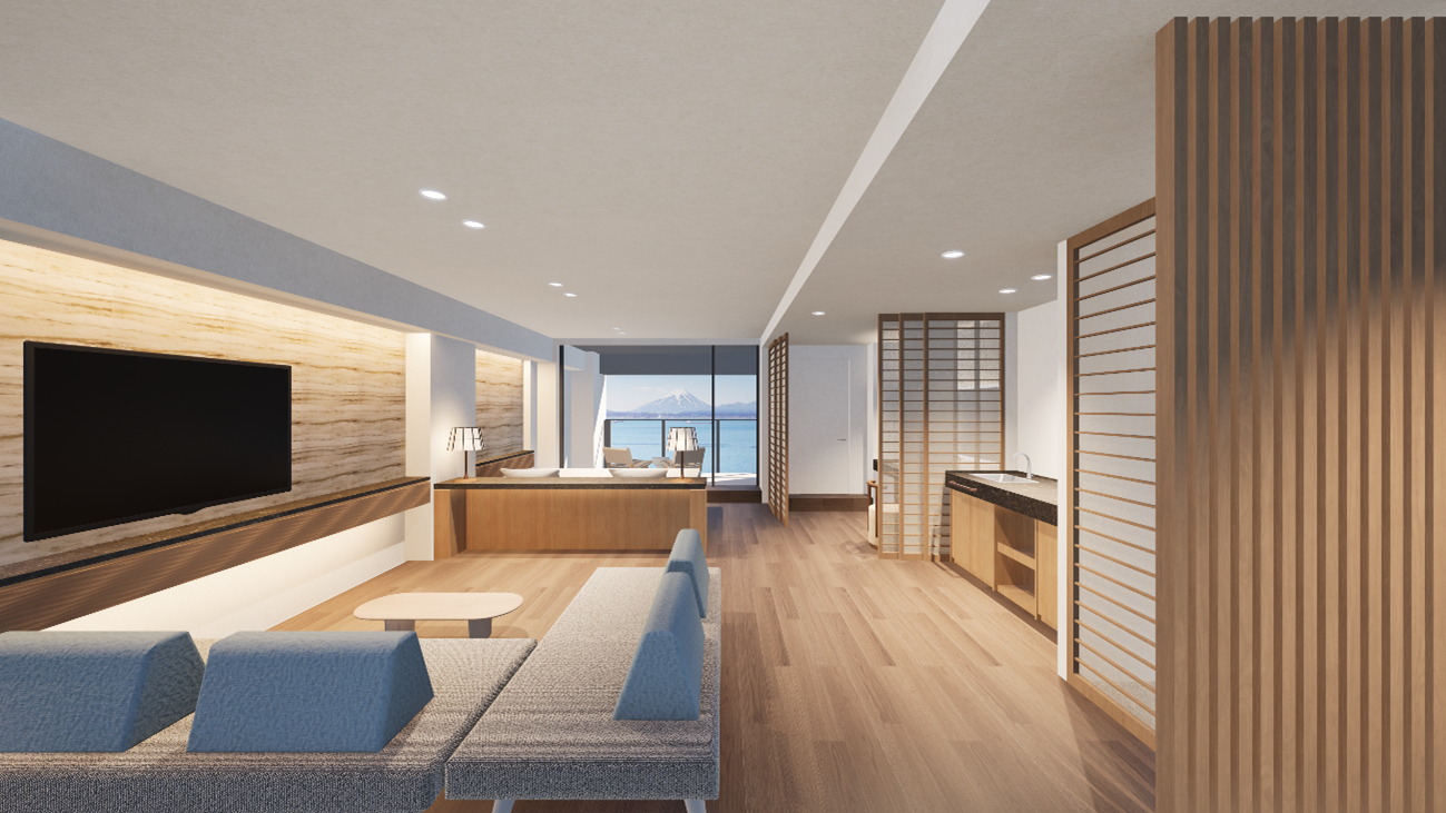 1室限定「プレミアムルーム」。広々とした空間に邸宅のような家具を配置