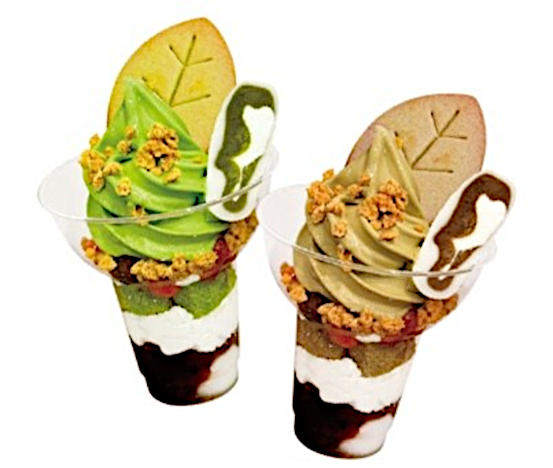 宇治園「宇治園パフェ 抹茶/ほうじ茶」（各900円、京王百貨店限定）