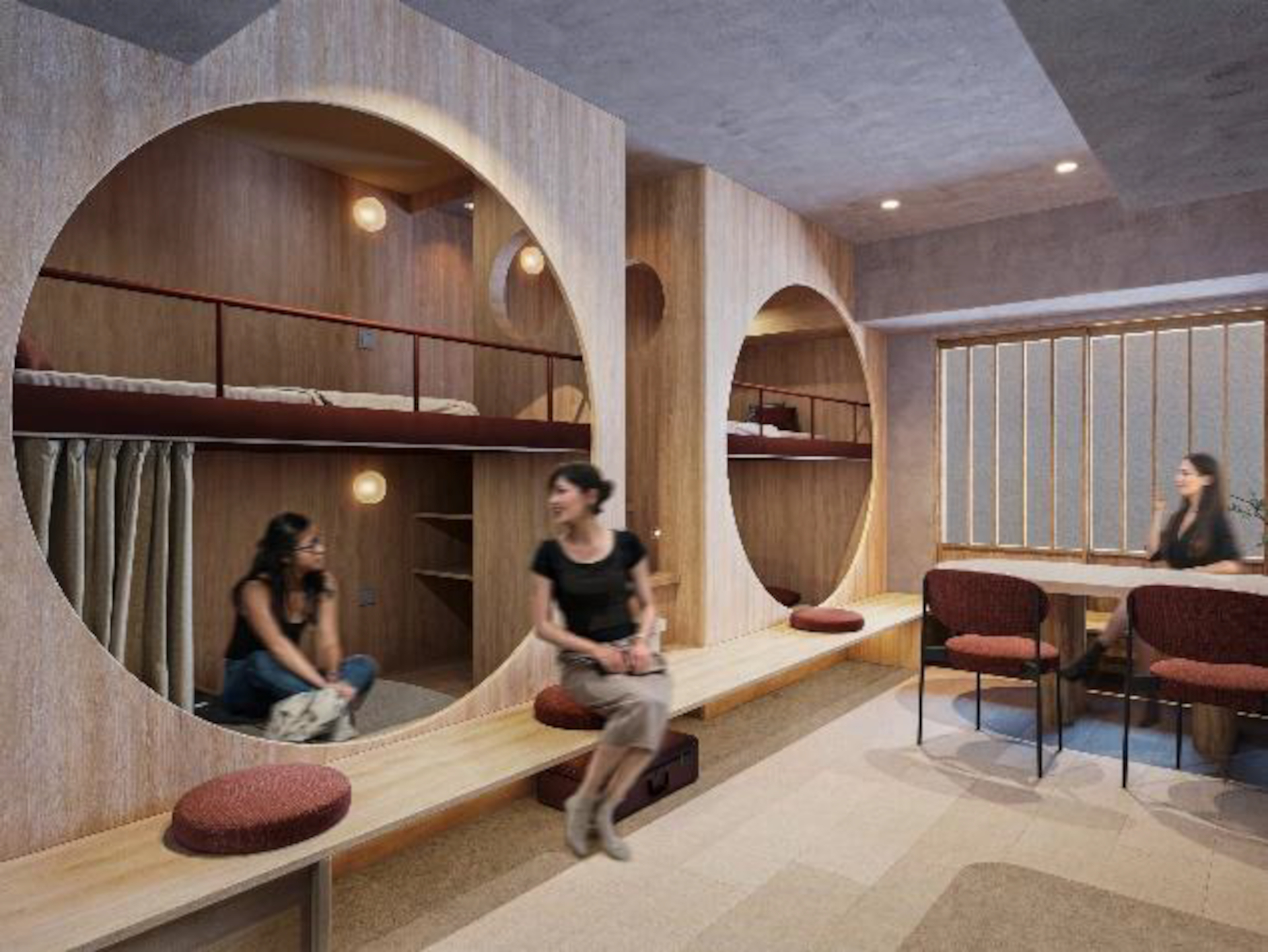 独立性の高い2段ベッドを2台配置したのバンクベッドルーム