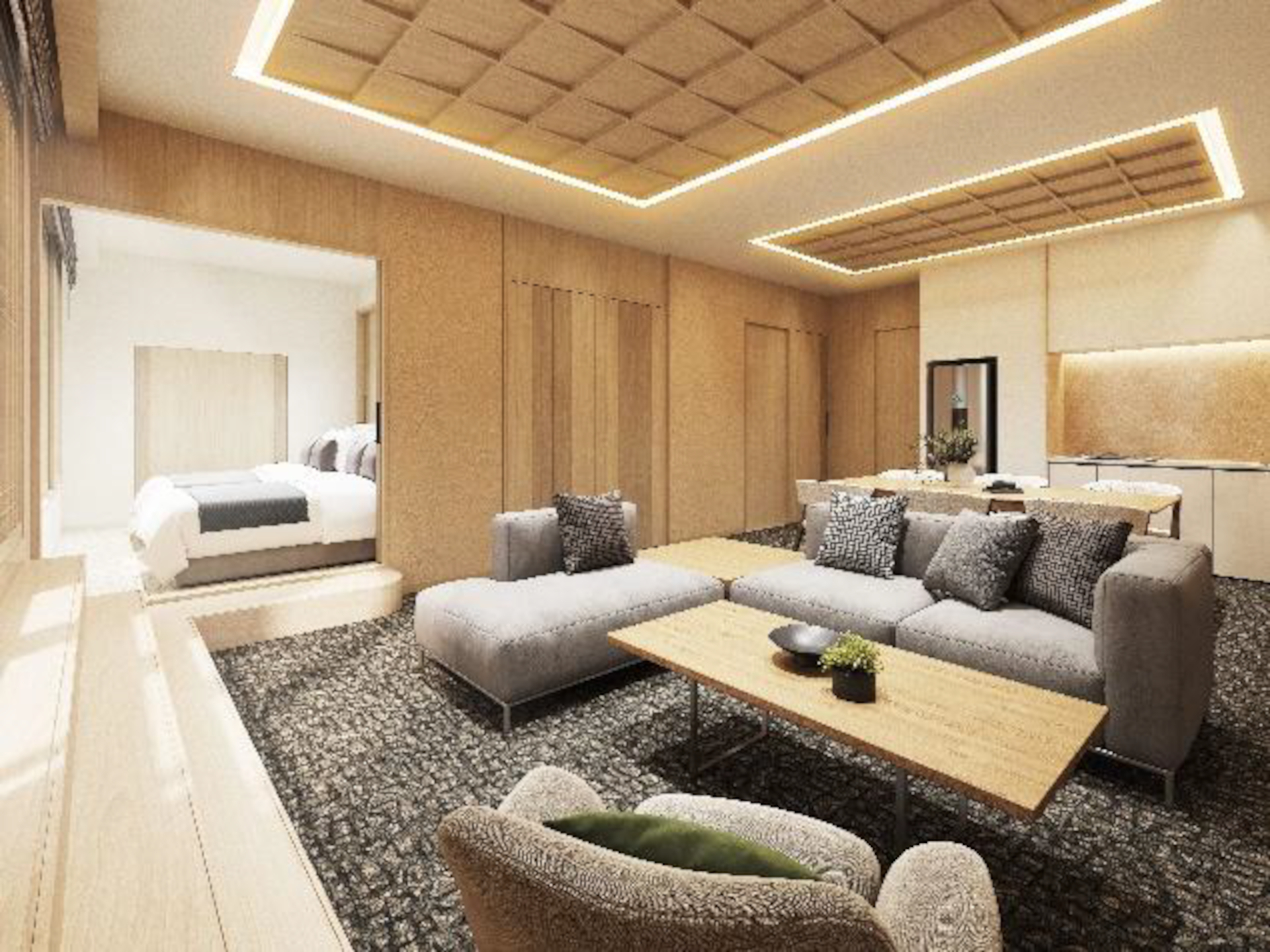 最上階に置くプライベートテラス付きのスカイガーデン 3ベッドルームスイート