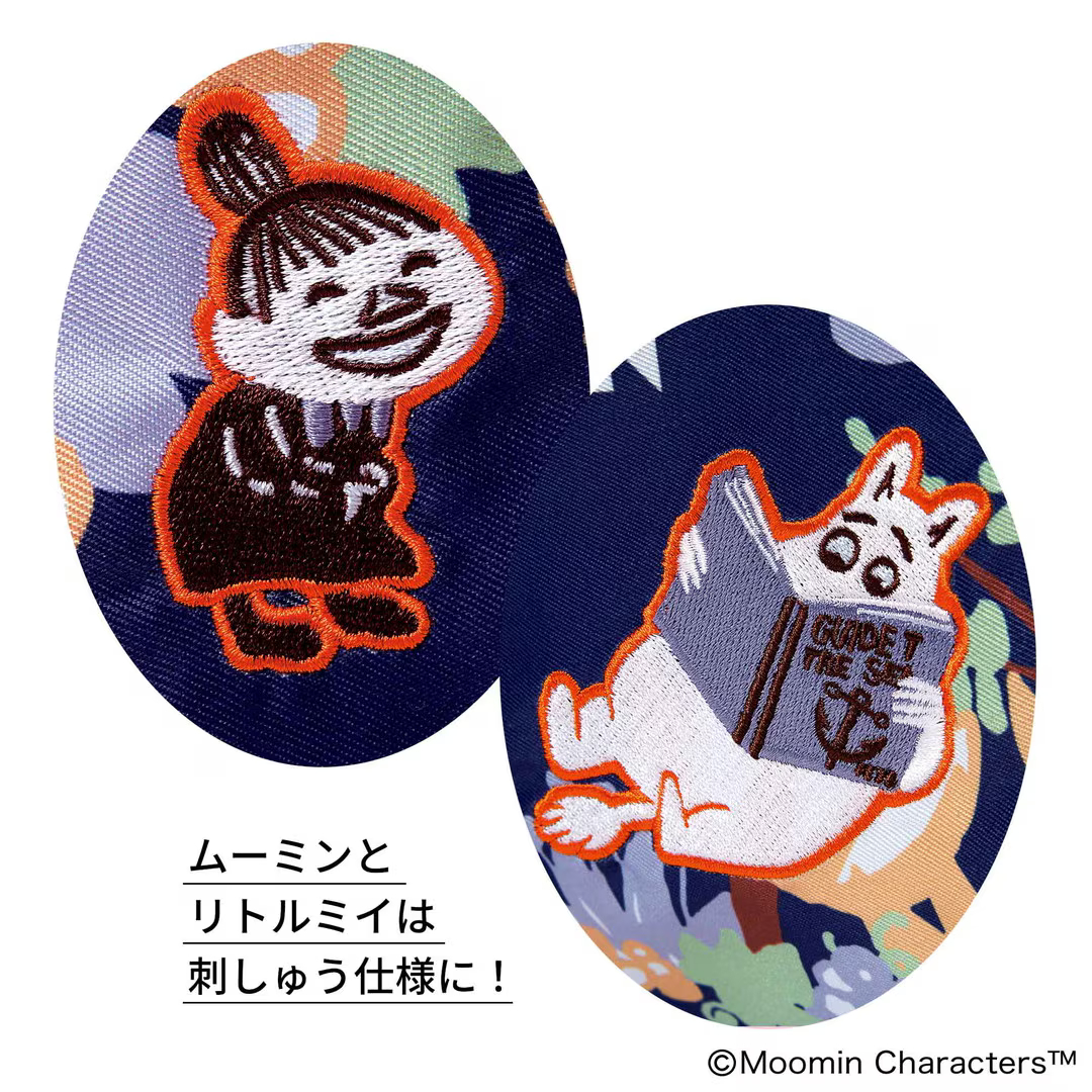 大容量で使いやすい巾着トート。クラフト感のあるムーミンとリトルミイの刺繍がポイント