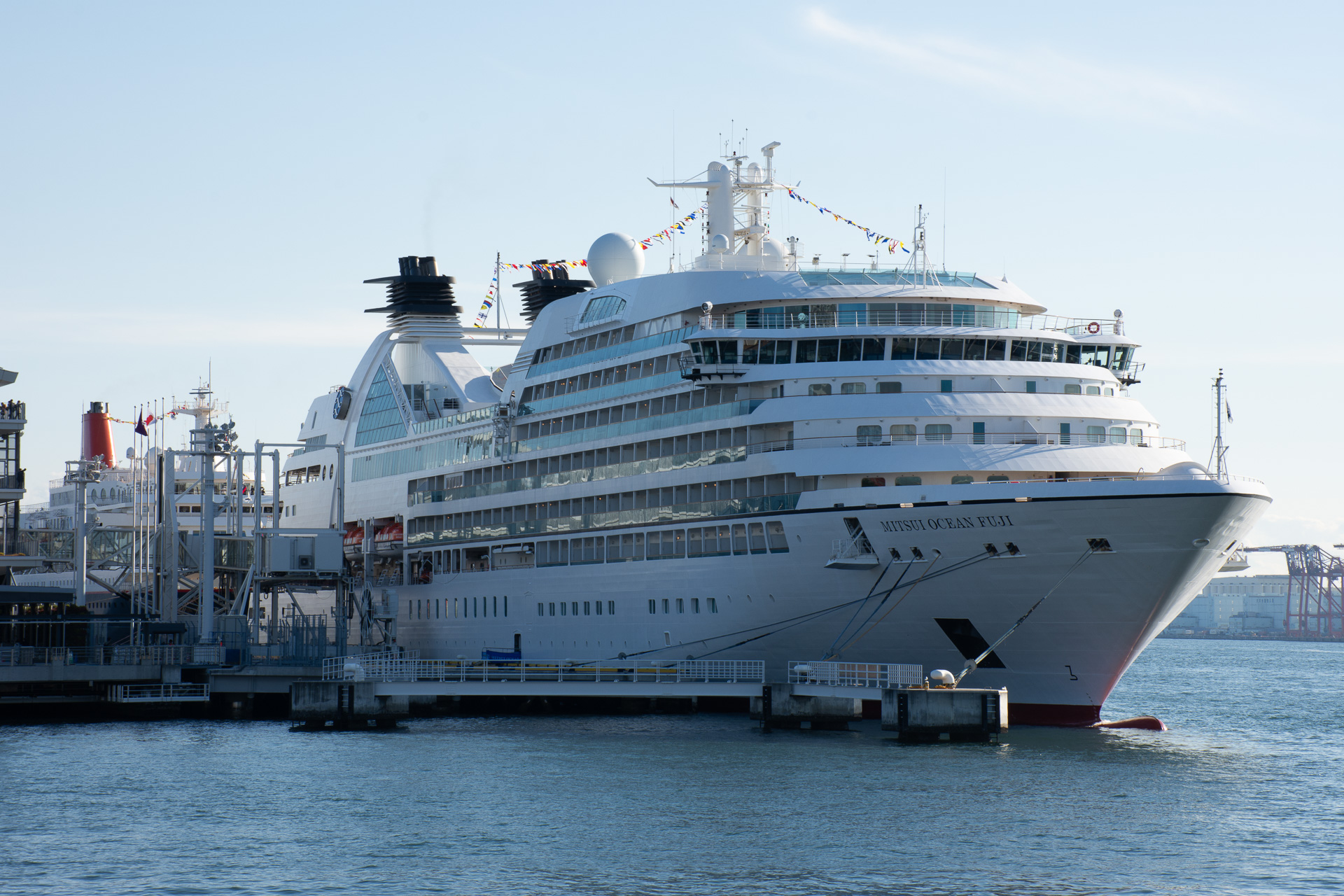 三井オーシャンフジの外観（写真は東京国際クルーズターミナル初入港時のもの）