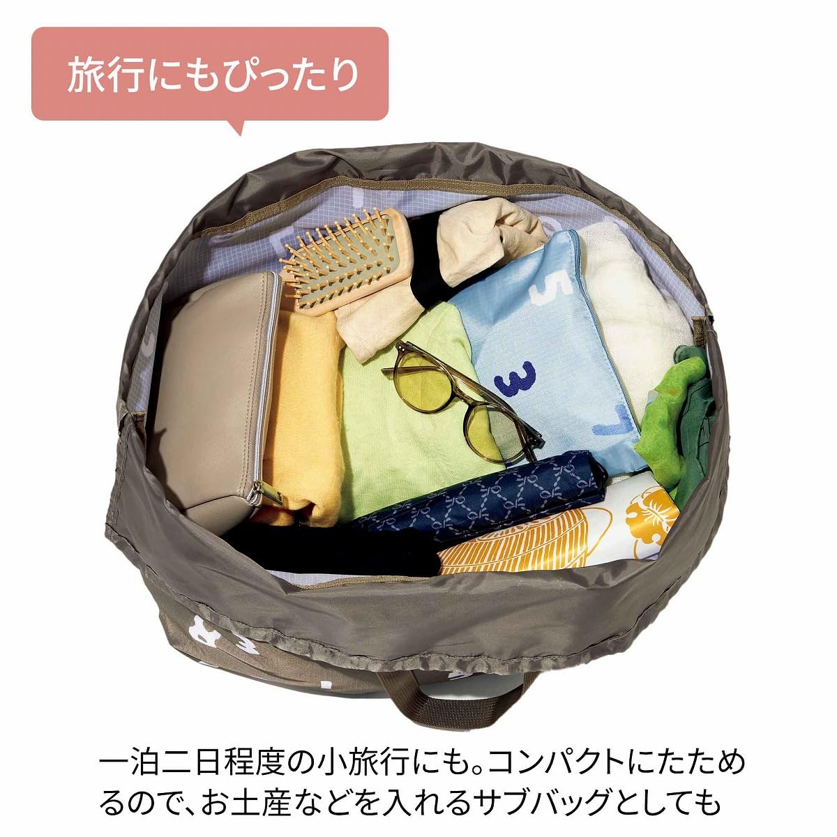荷物が多いときの趣味バッグとして、1泊2日の旅行バッグとしても使える