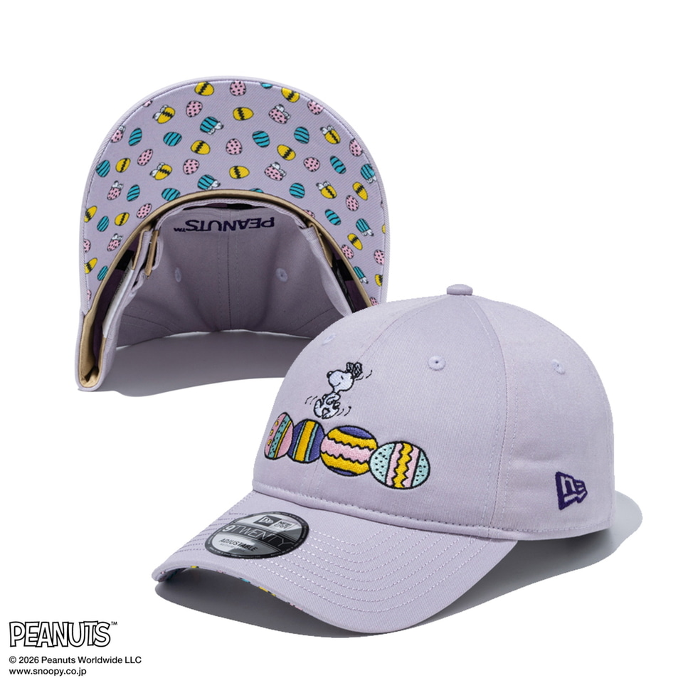 ニューエラ、ピーナッツとコラボしたキャップ。スヌーピーたちと