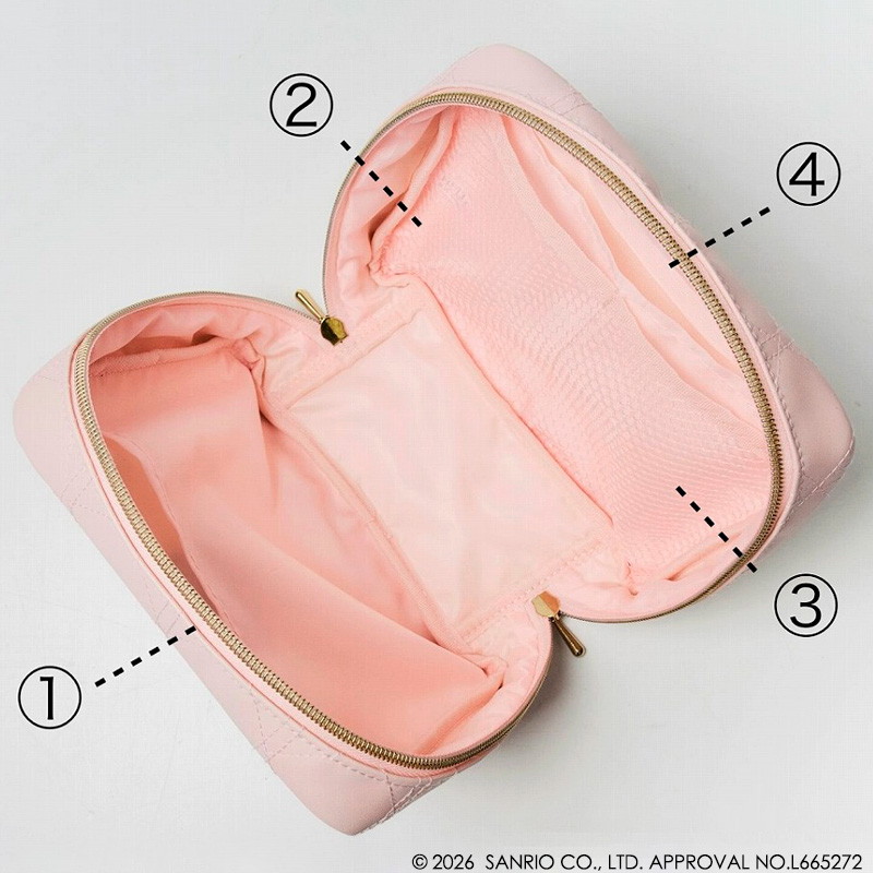 「Maison de FLEUR × HELLO KITTY いちご宝物ケースBOOK PINK」。レザー調の高級感あるキルティング生地に、キティちゃんの刺繍をあしらう