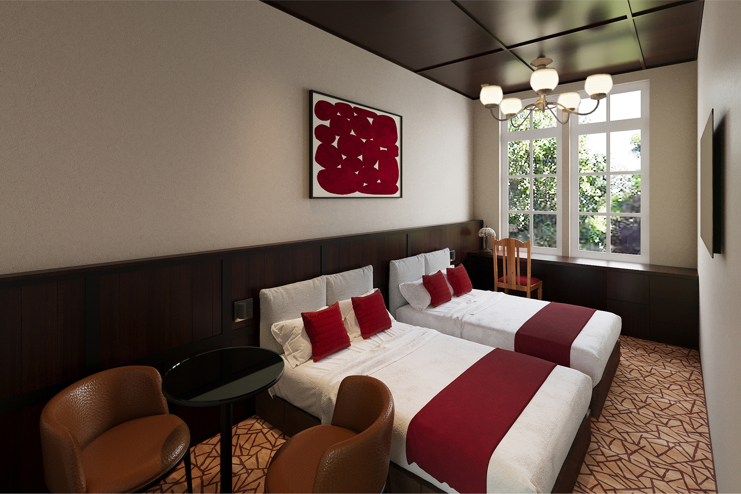 部屋ごとにコンセプトの異なる5室を用意。画像は2階の客室「Renga -煉瓦-」