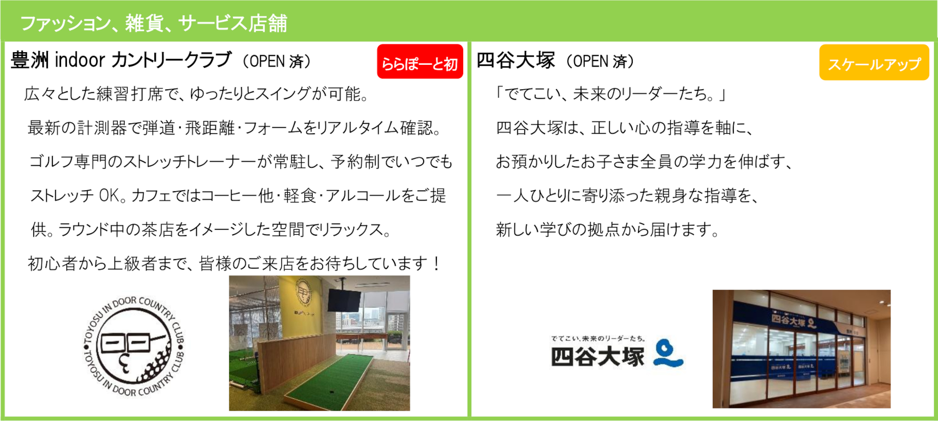 リニューアルテナント一覧（計31店舗）※画像を開いてからクリックで拡大