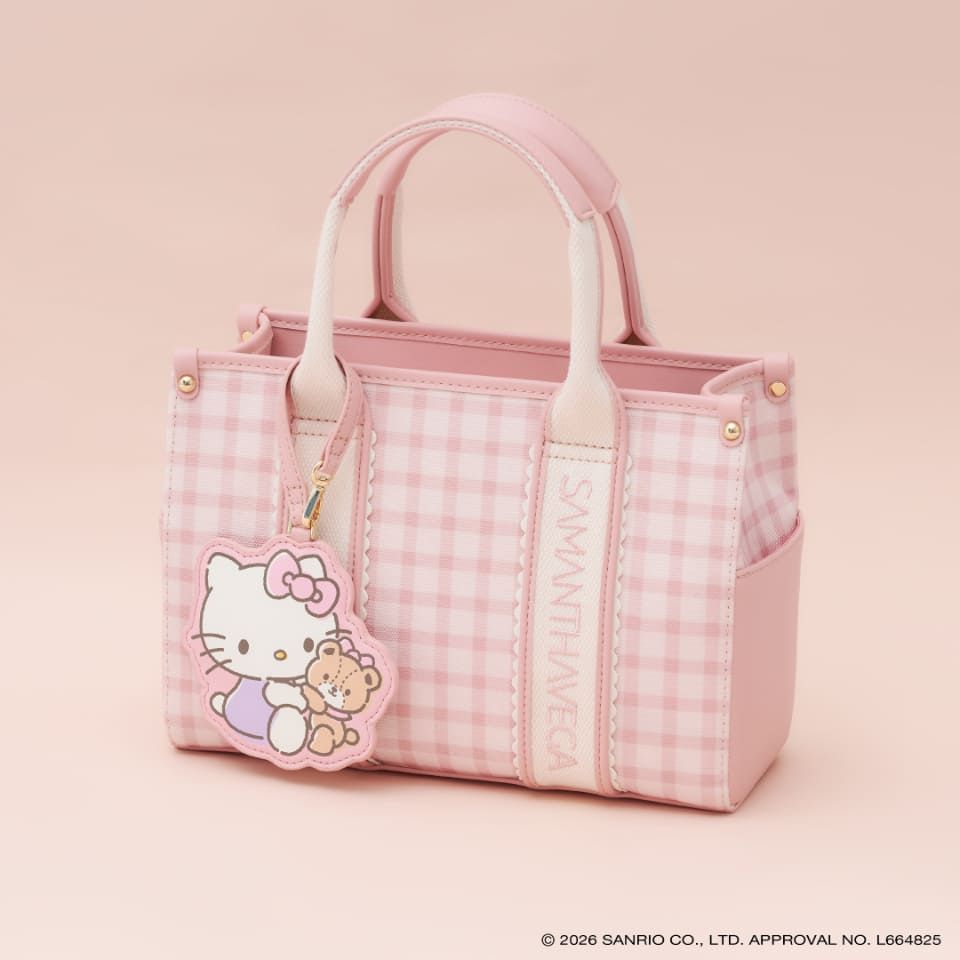 限定品☆ハローキティ×サマンサベガ ショルダーバッグ ハンドバッグ 2way サマンサベガ×ハローキティ、限定コラボバッグ/折財布/リボンチャーム