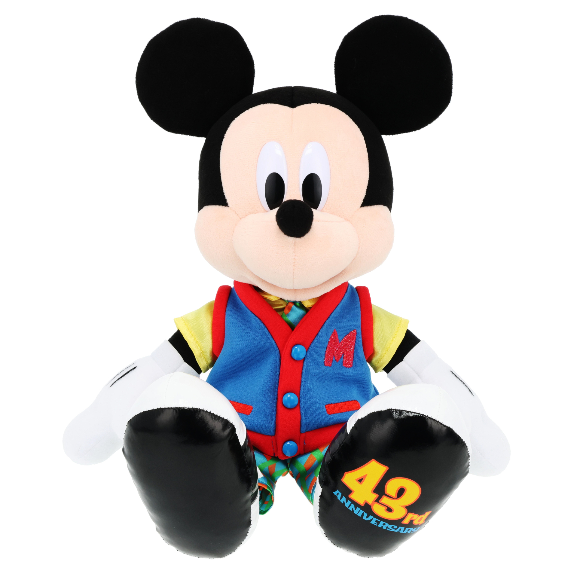 43周年ロゴ入りトゥーンタウンコスチュームのミッキーマウス「ぬいぐるみ」（5500円）