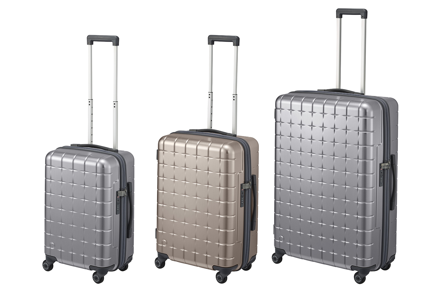 38L～100Lの3サイズ・2色展開（ピンクゴールド、チタニウム）