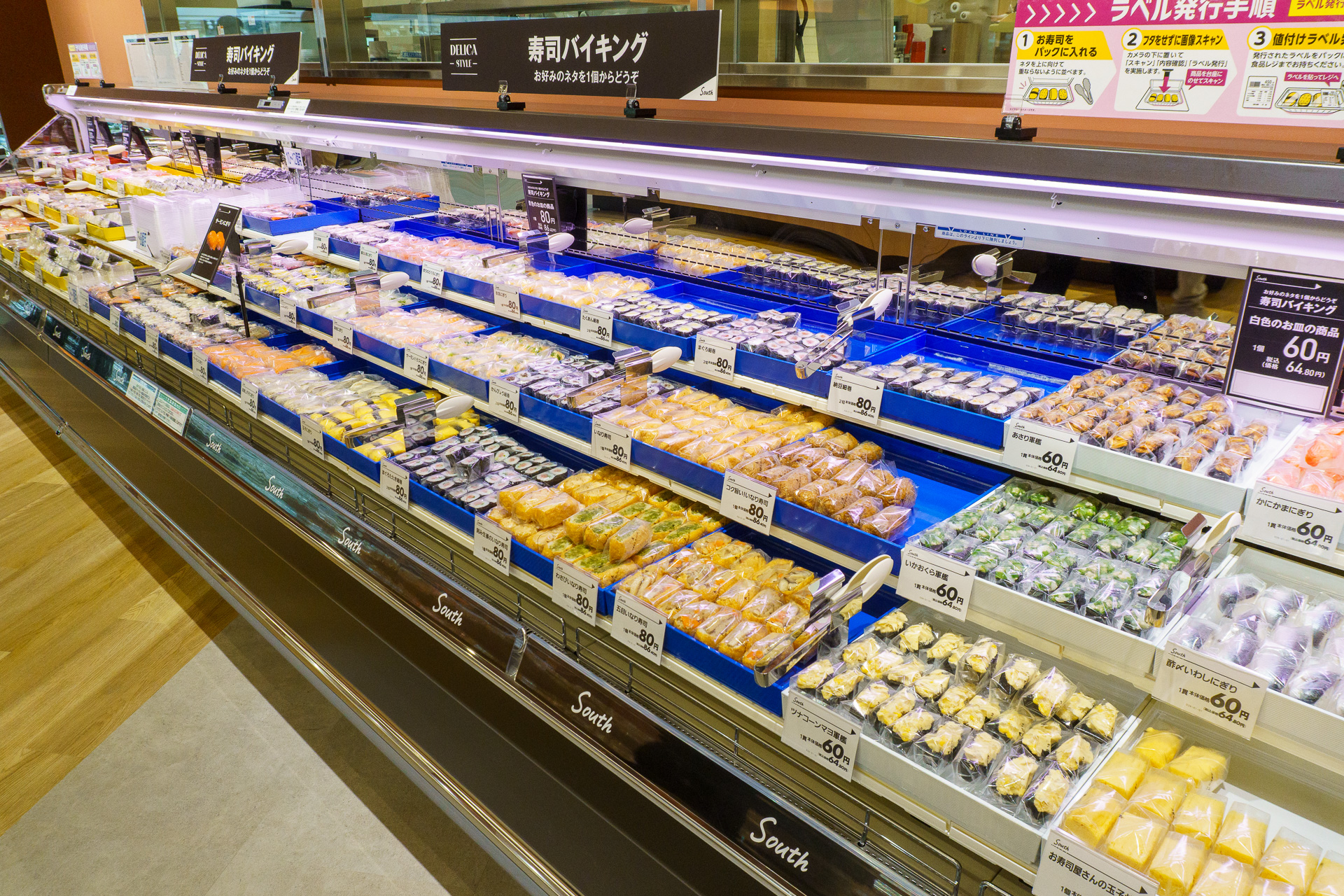 お寿司バイキングは1貫ずつ個包装。AI判定・一括ラベル発行機で会計もスムーズに