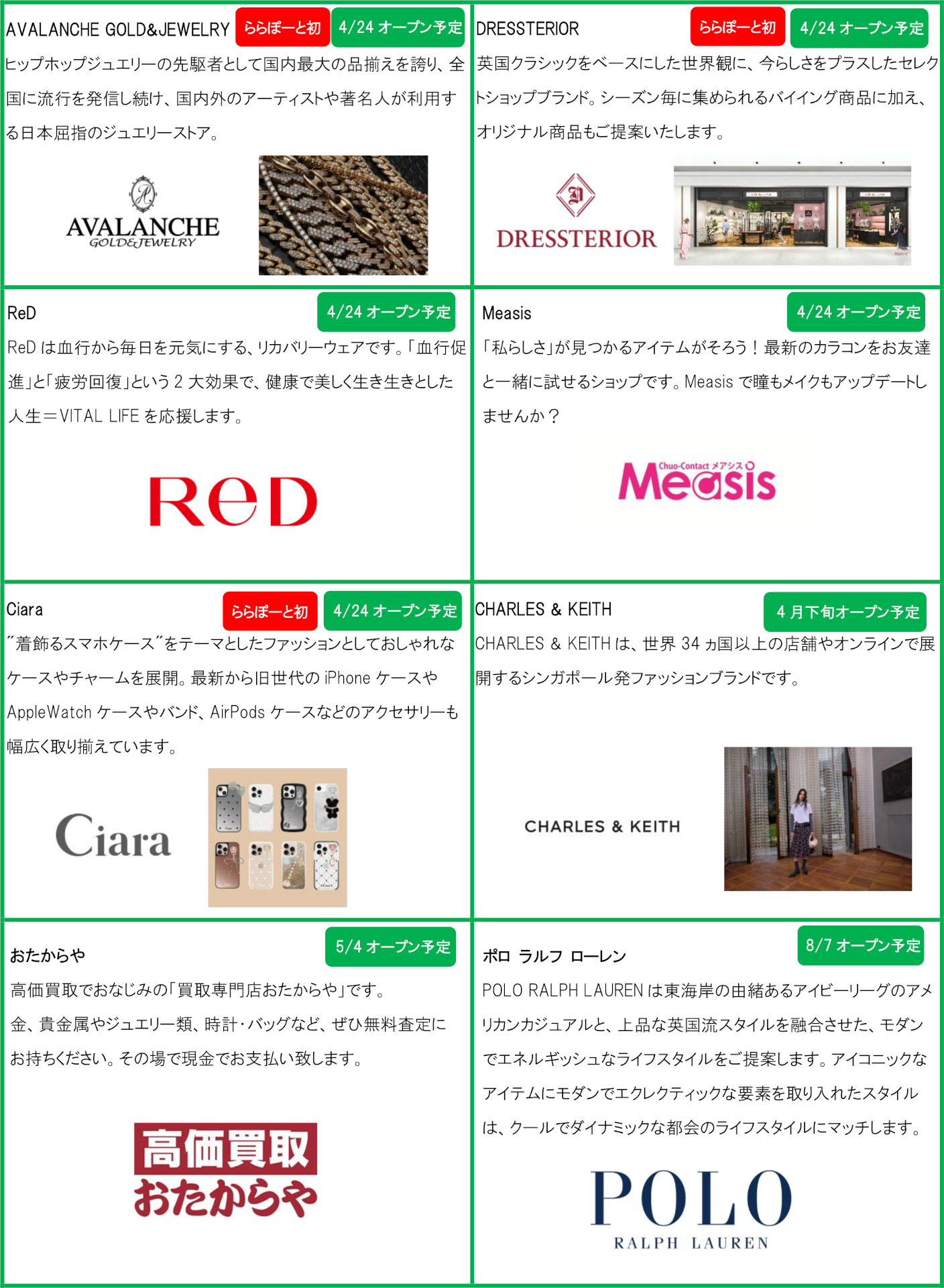 第1弾リニューアル店舗一覧 ※画像を開いてからクリックで拡大