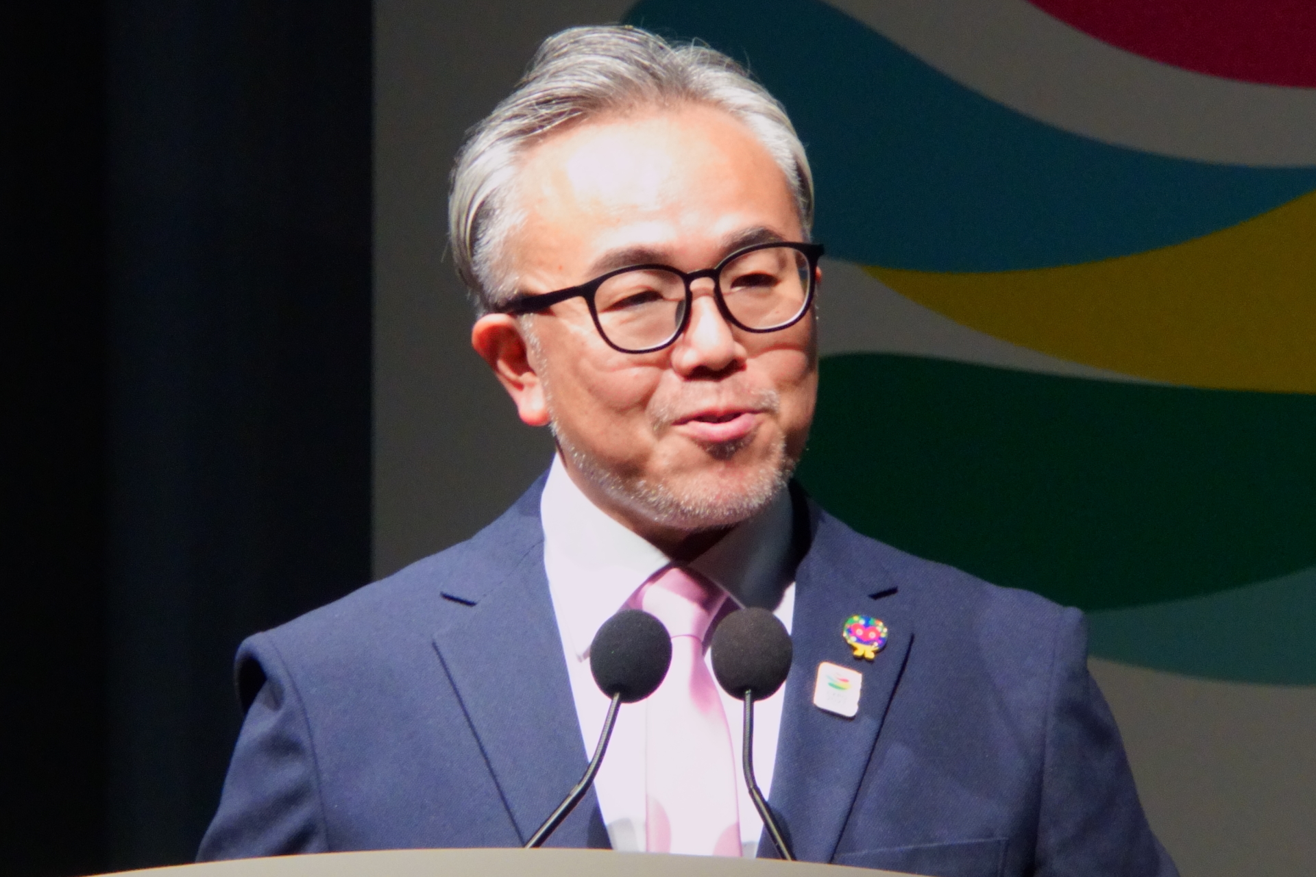 発表会のMCを務めた2027年国際園芸博覧会協会 総合企画調整室長 清瀬一浩氏