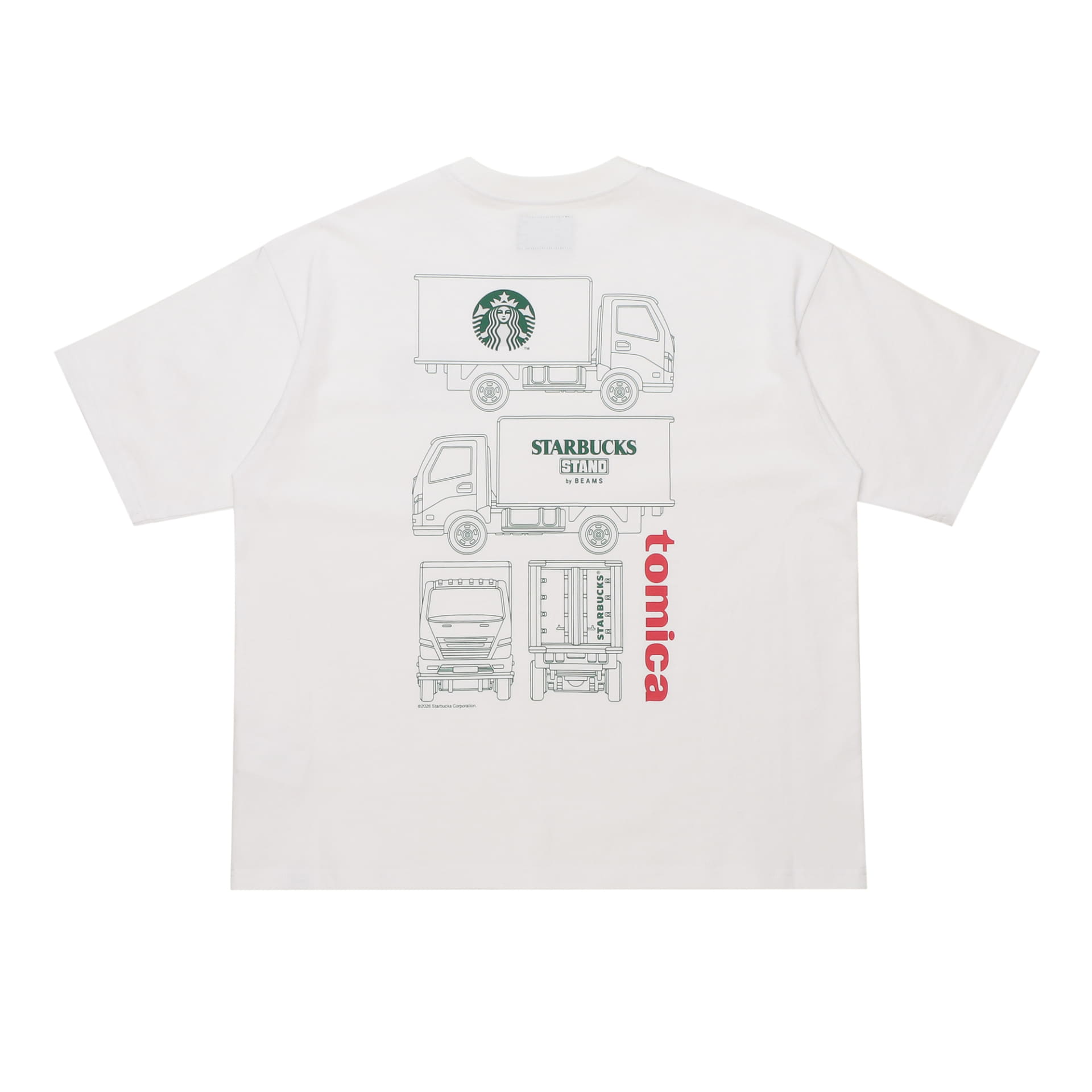 STARBUCKS STAND by BEAMS トミカ トラックプリントTシャツ A（ホワイト）