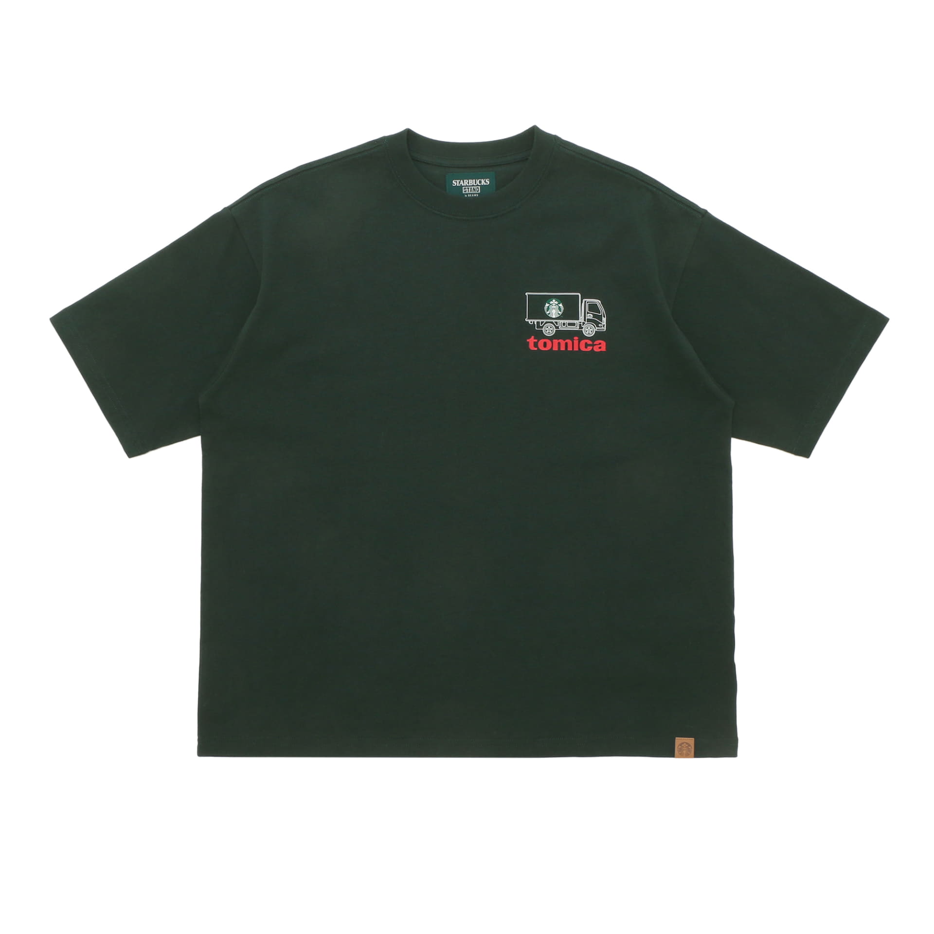 STARBUCKS STAND by BEAMS トミカ トラックプリントTシャツ A（グリーン）