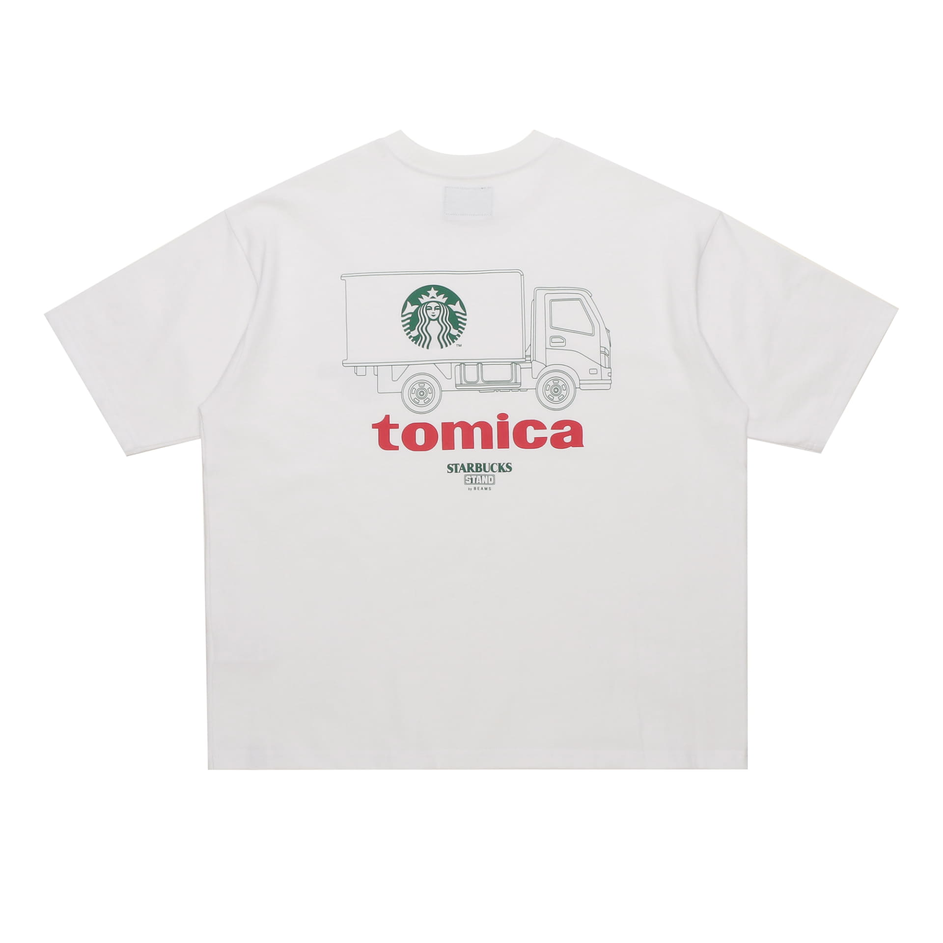 STARBUCKS STAND by BEAMS トミカ トラックプリントTシャツ B（ホワイト）