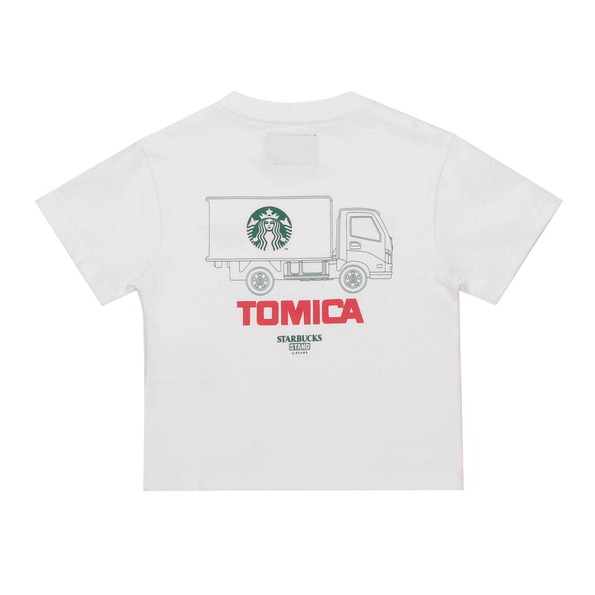 STARBUCKS STAND by BEAMS トミカ トラックプリント キッズ Tシャツ B（ホワイト）