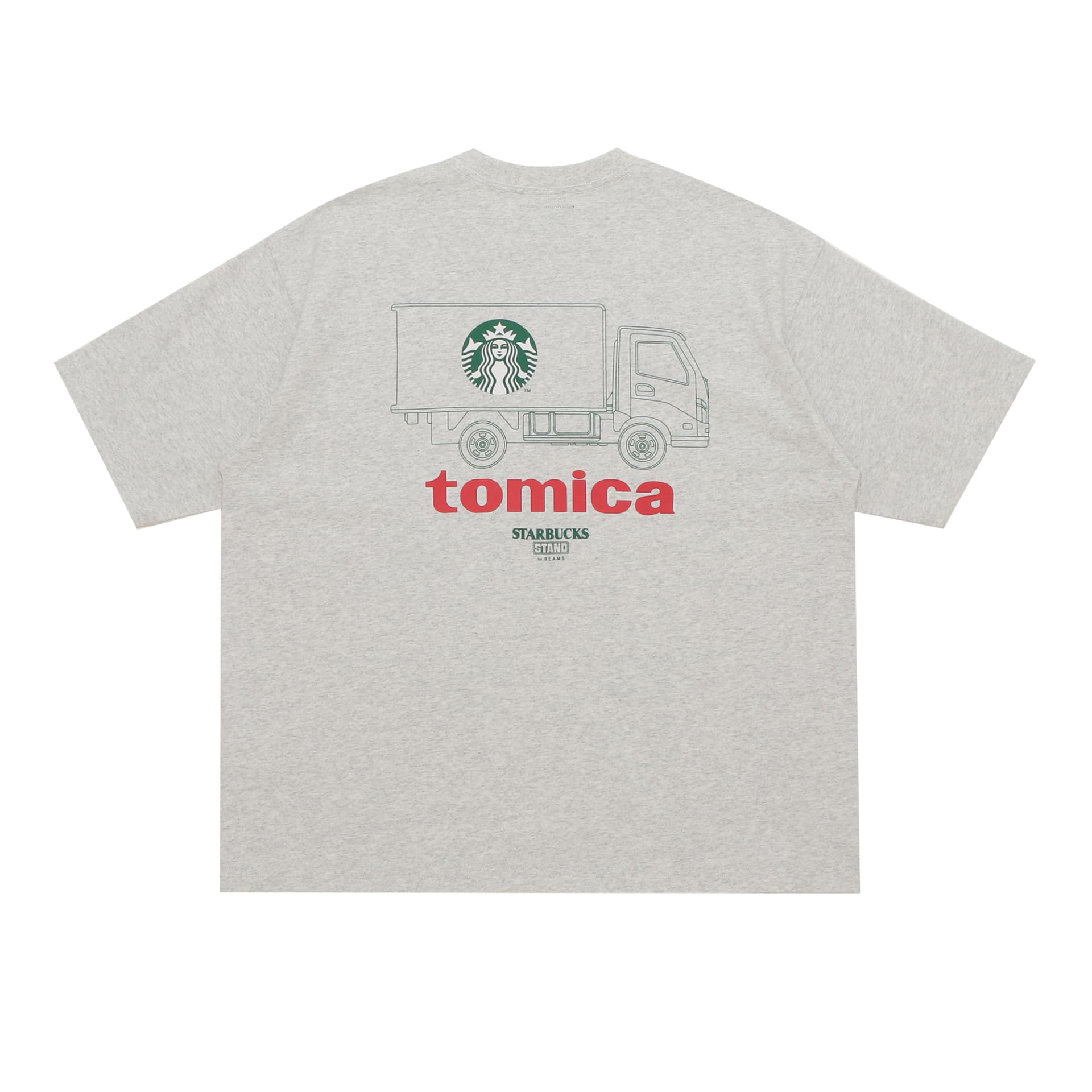 STARBUCKS STAND by BEAMS トミカ トラックプリントTシャツ B（アッシュグレイ）