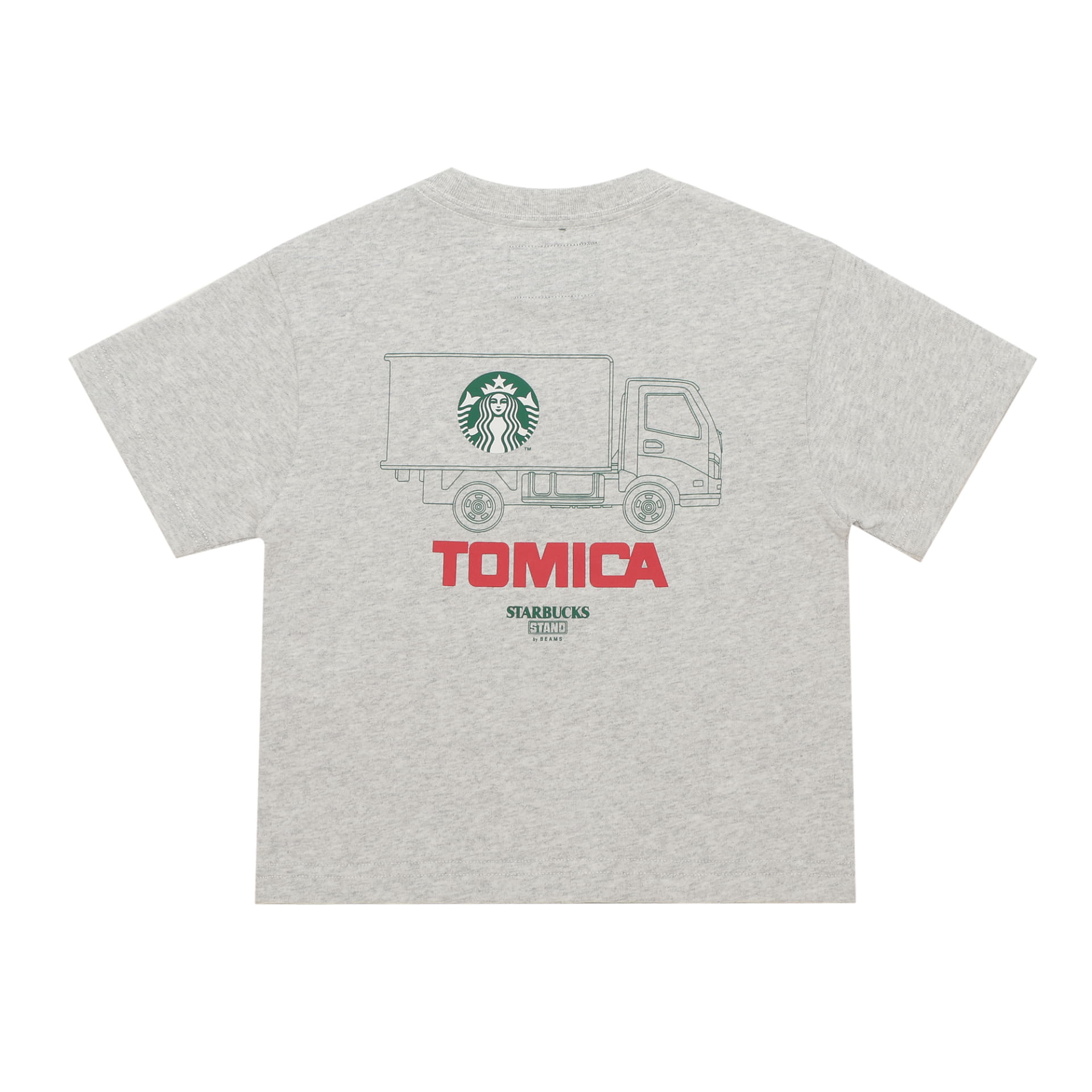 STARBUCKS STAND by BEAMS トミカ トラックプリント キッズ Tシャツ B（アッシュグレイ）
