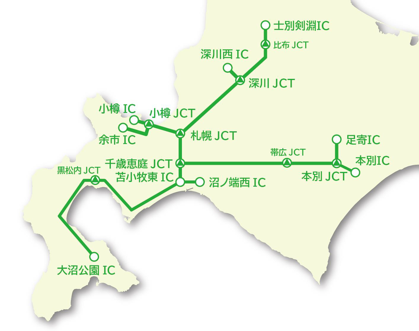 ドラ割「道トクふりーぱす×さんふらわあ 乗り継ぎプラン」対象エリア。北海道内全線の高速道路が乗り降り自由