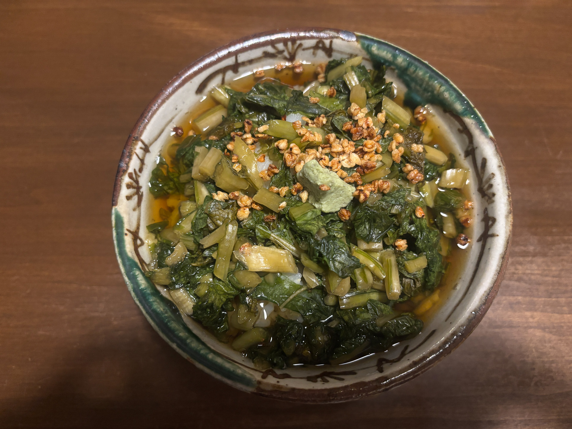 そばの魅力もたっぷりの野沢菜茶漬け