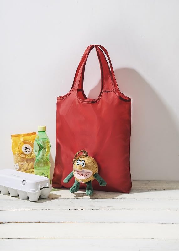 “レッド”のぬいぐるみエコバッグが新登場。真っ赤な果肉と完熟ベリーのような甘さが特徴のキウイフルーツ「ルビーレッド」の化身。コンビニやスーパーでのちょっとした買い物にも
