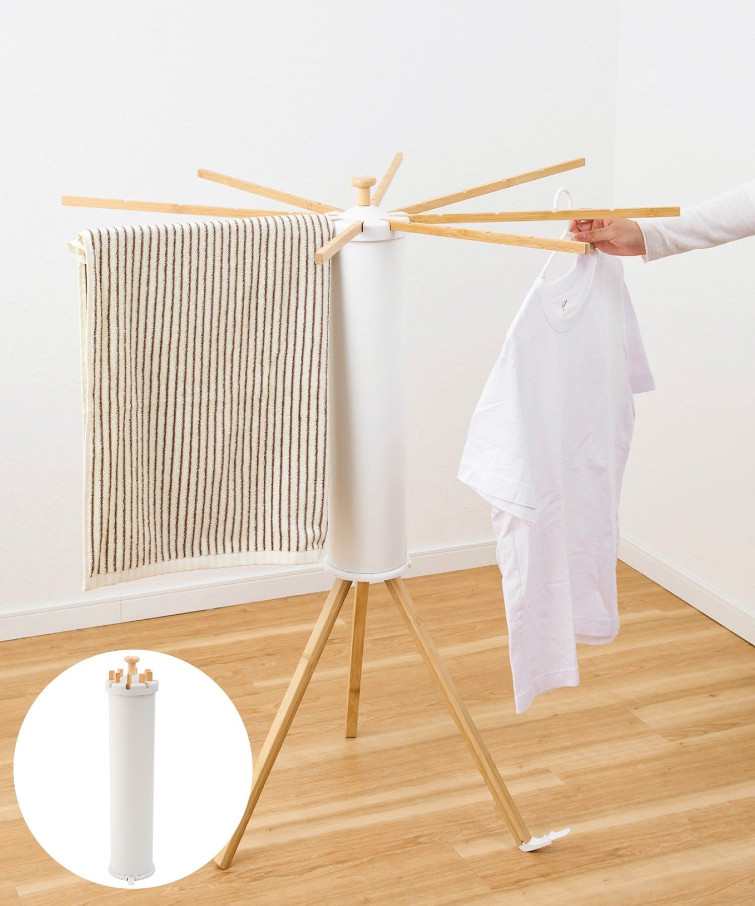 「折りたたみ衣類干しスタンド」（3850円）