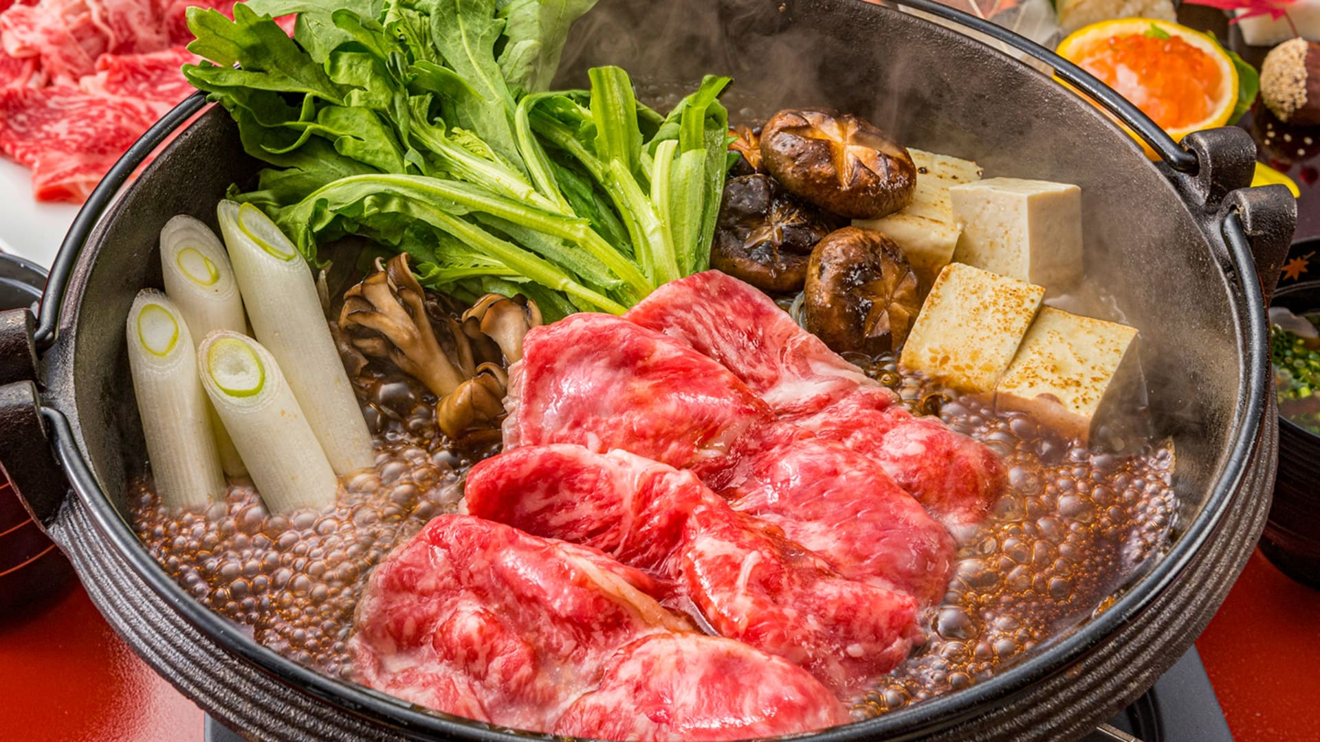 上州牛のすき焼き膳プランも選べる