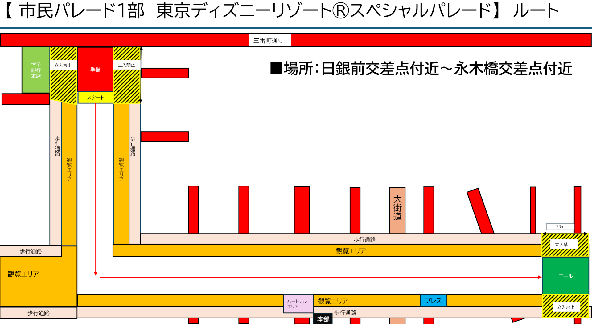 ディズニーパレード観覧エリア＆パレードルートマップ