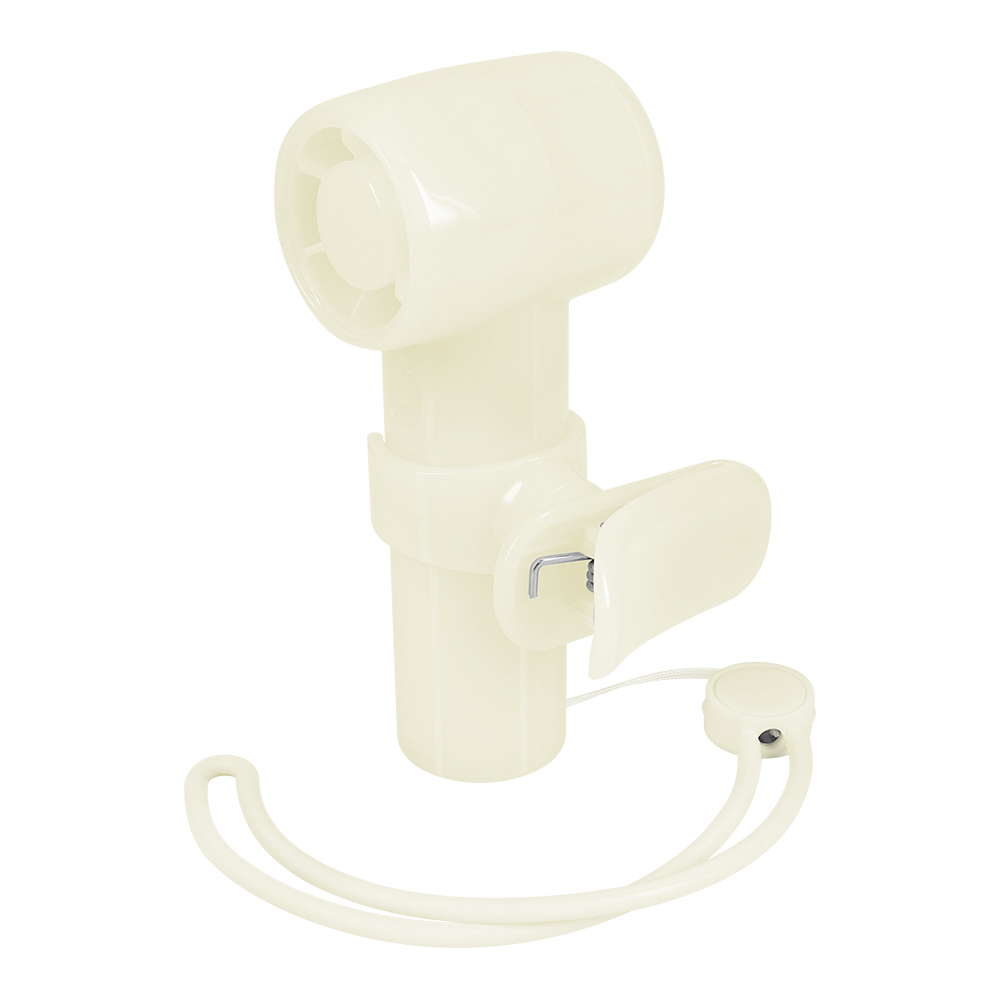 カラーは全5色（クリアブラック、クリア、ピンク、イエロー、ブルー）。傘クリップを取り外して普通のハンディファンとしても使える