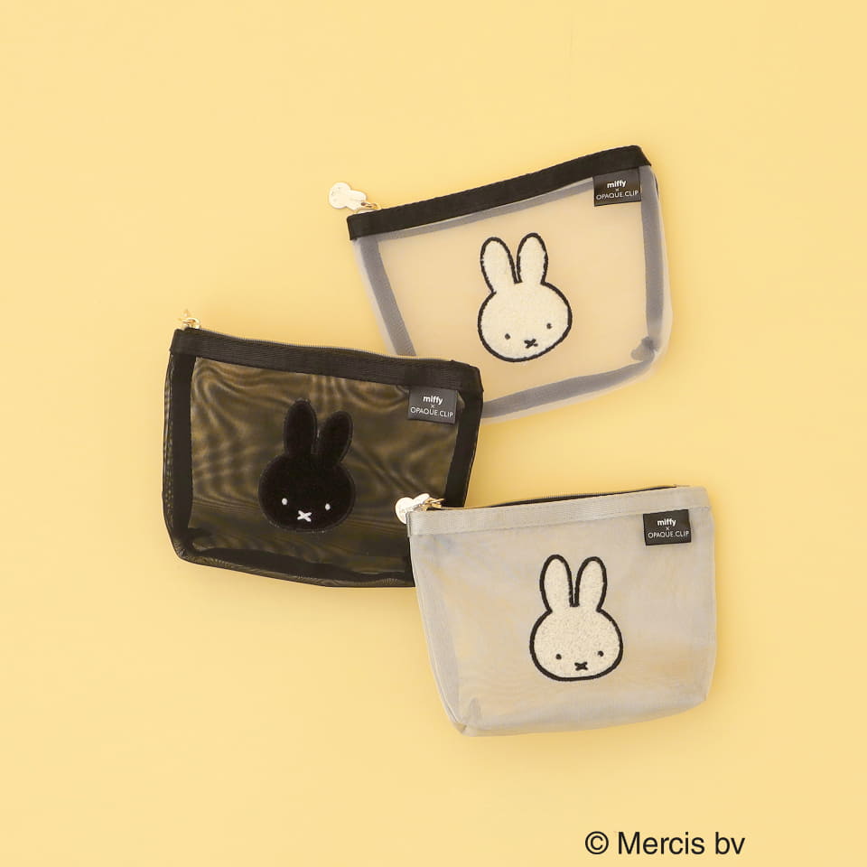 ミッフィー×OPAQUE.CLIP、さがら刺繍メッシュポーチ/ルームウェア/巾着