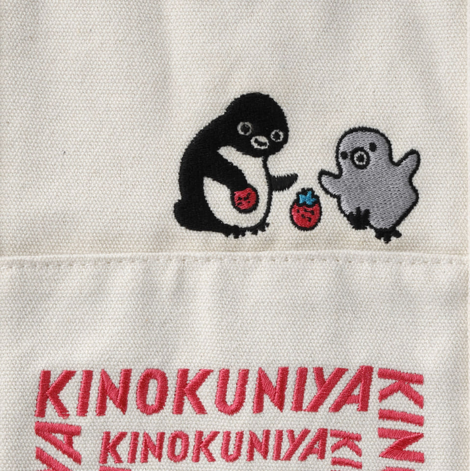 紀ノ国屋、「Suicaのペンギン」刺繍入りビッグトート。パン/いちご
