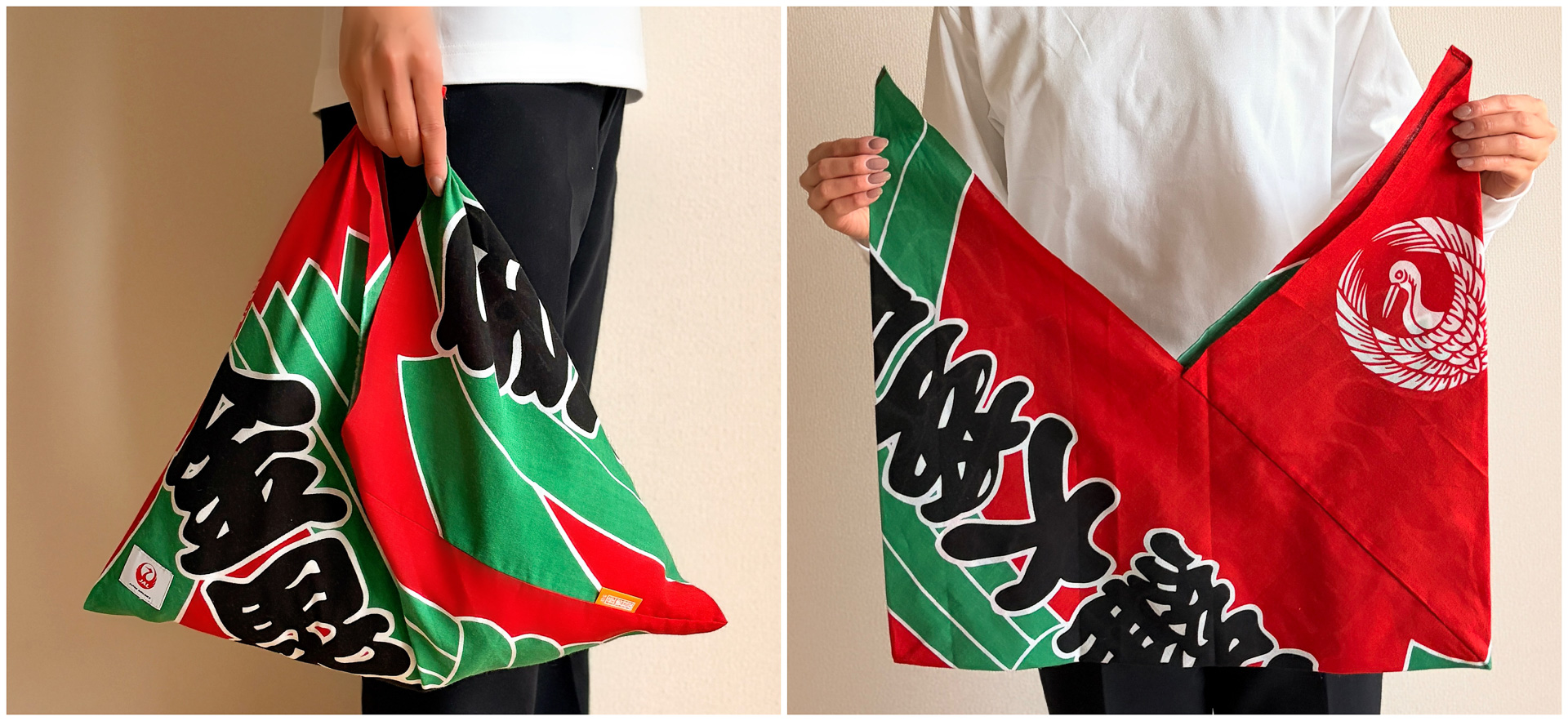 風呂敷や手ぬぐいを縫い合わせて鞄代わりにしたのが始まりとされる「あずま袋」