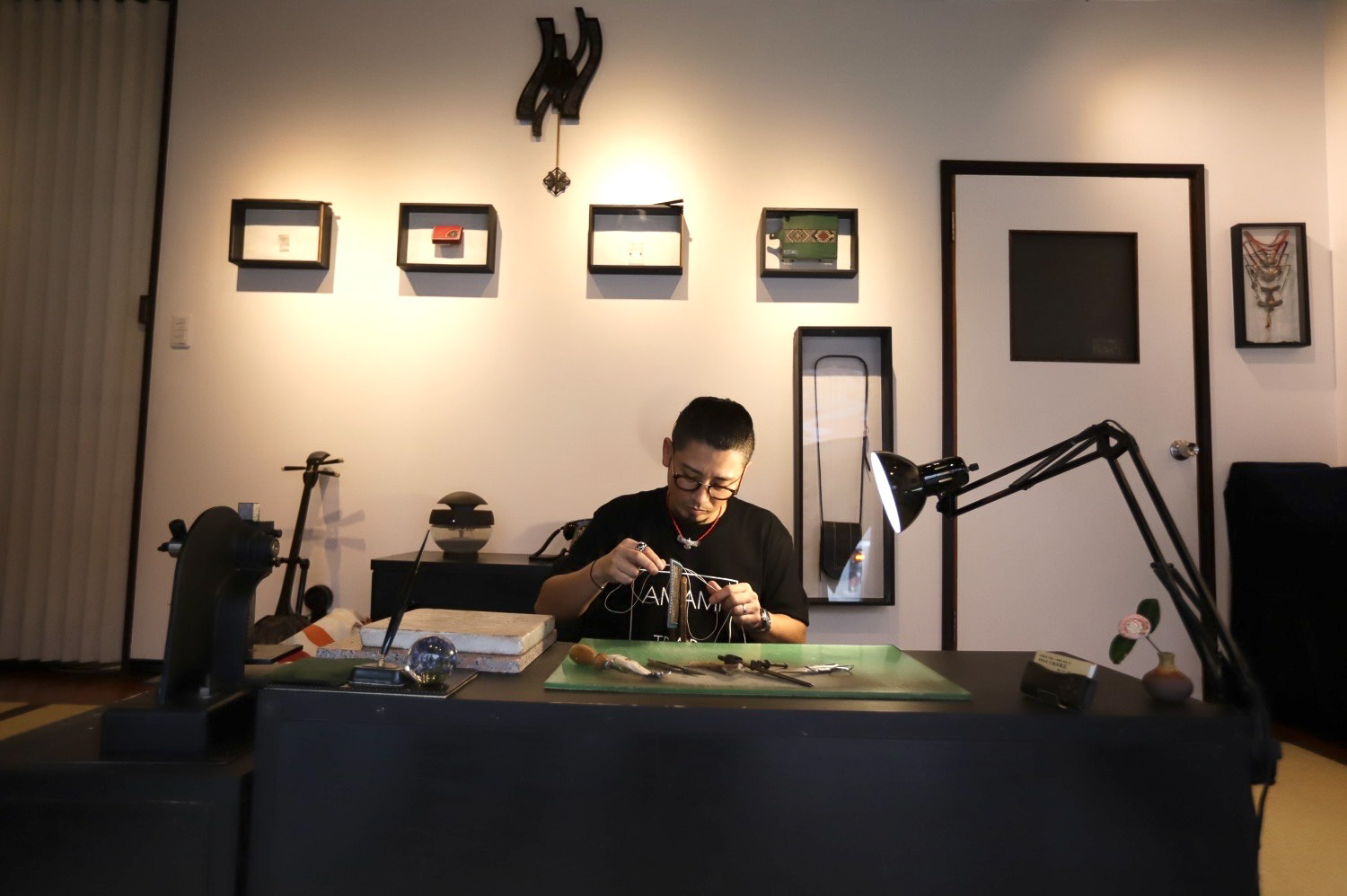 紬レザーかすり 川畑さん