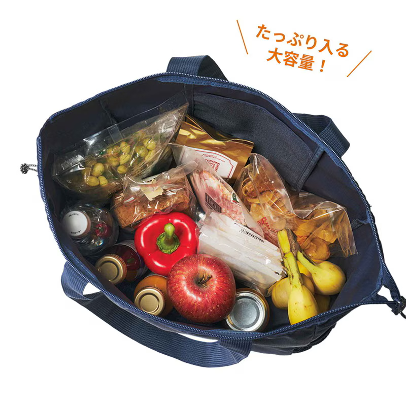 たっぷり入る大容量で、13インチPCも入る「紀ノ国屋」コラボの万能トートバッグ。ハンドルは肩掛けできる長さで使いやすい