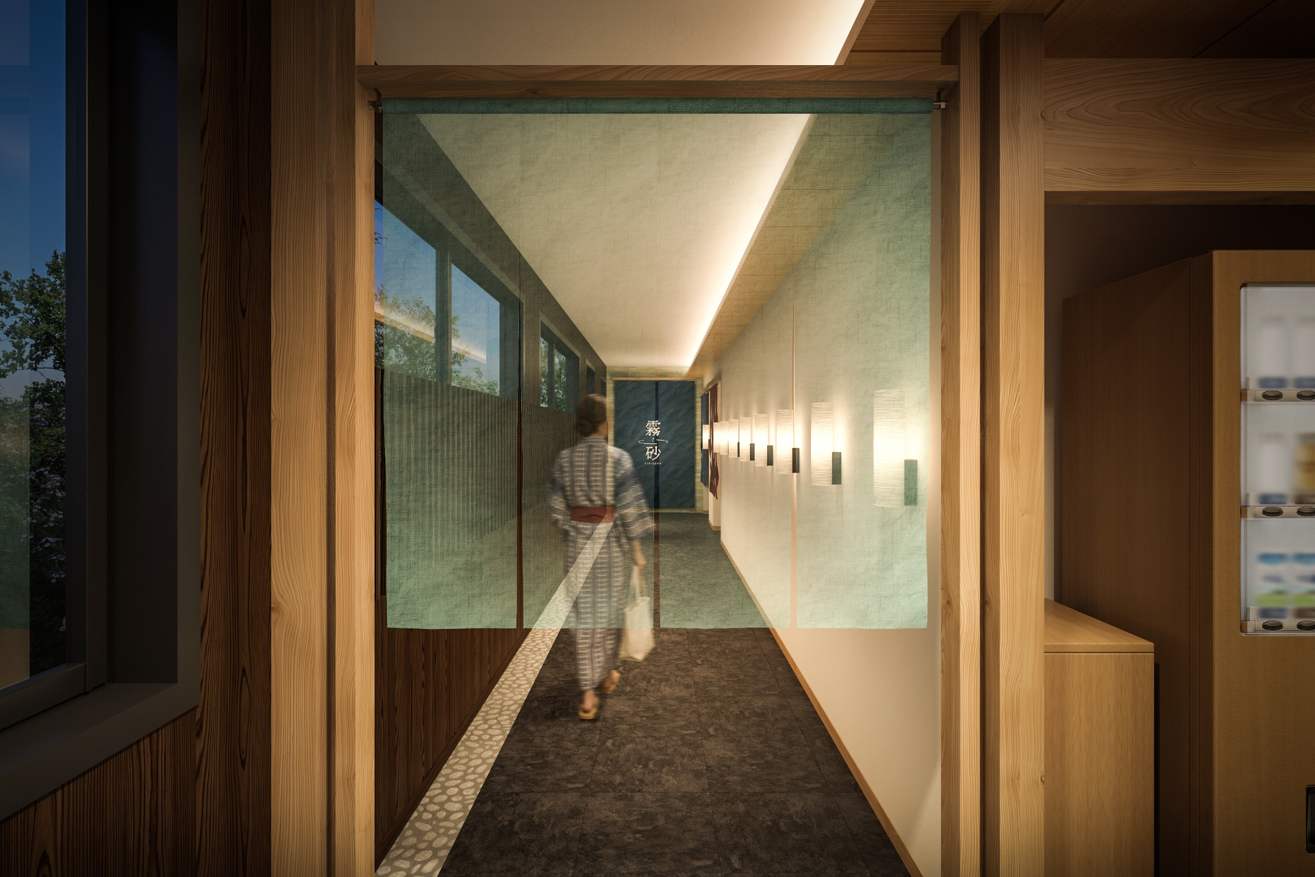 砂むし温泉施設「霧砂」。砂の圧力と温熱効果で大量の汗をかきリフレッシュできる