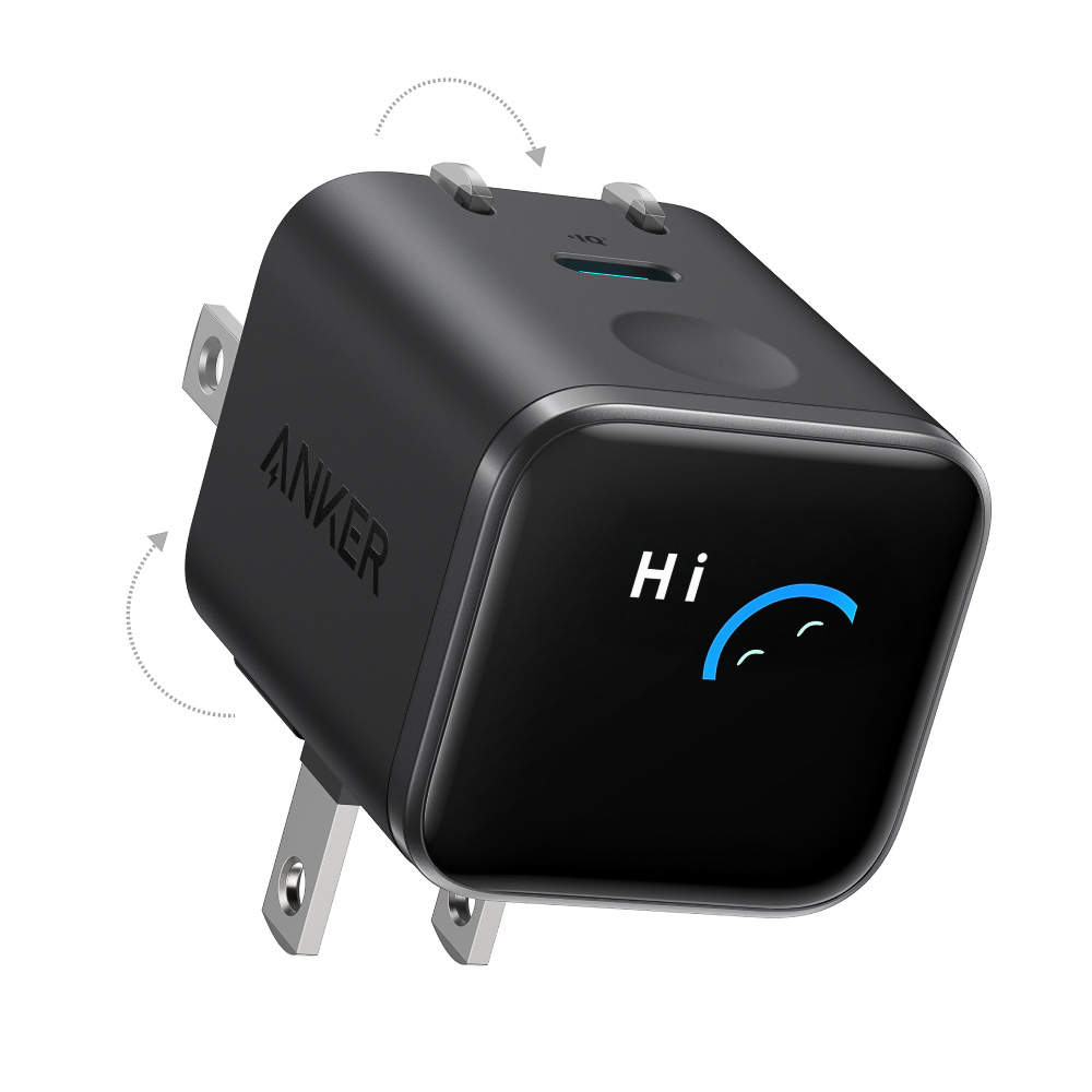 Anker Nano Charger（45W, Display, スイングプラグ）のブラックモデル
