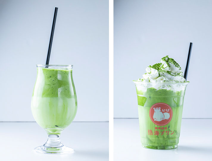 ドライブイン 熱海プリン食堂「むっちゃ抹茶ラテ」（イートイン600円、テイクアウト700円）。4月18日発売