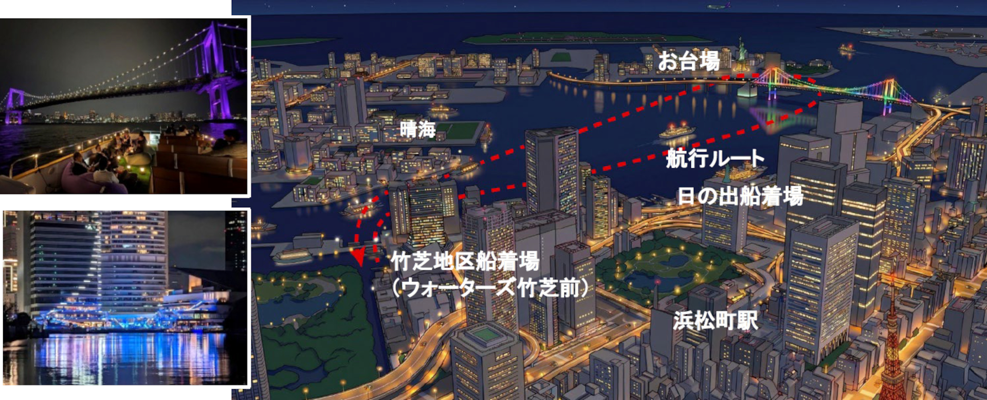 竹芝地区船着場周辺を起点とした東京ベイエリア