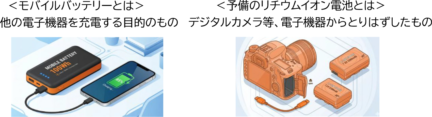 モバイルバッテリーと予備電池の定義