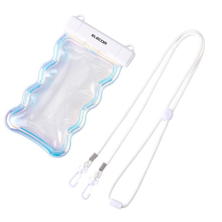 スマホ用防水ケース IP68 ウェーブ フローティング ワンタッチ（オーロラ/ブラック）