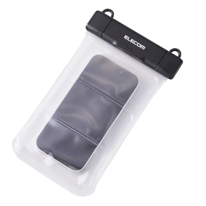 スマホ用防水ケース IP68 水中スマホ操作対応タイプ ワンタッチ（ブラック）