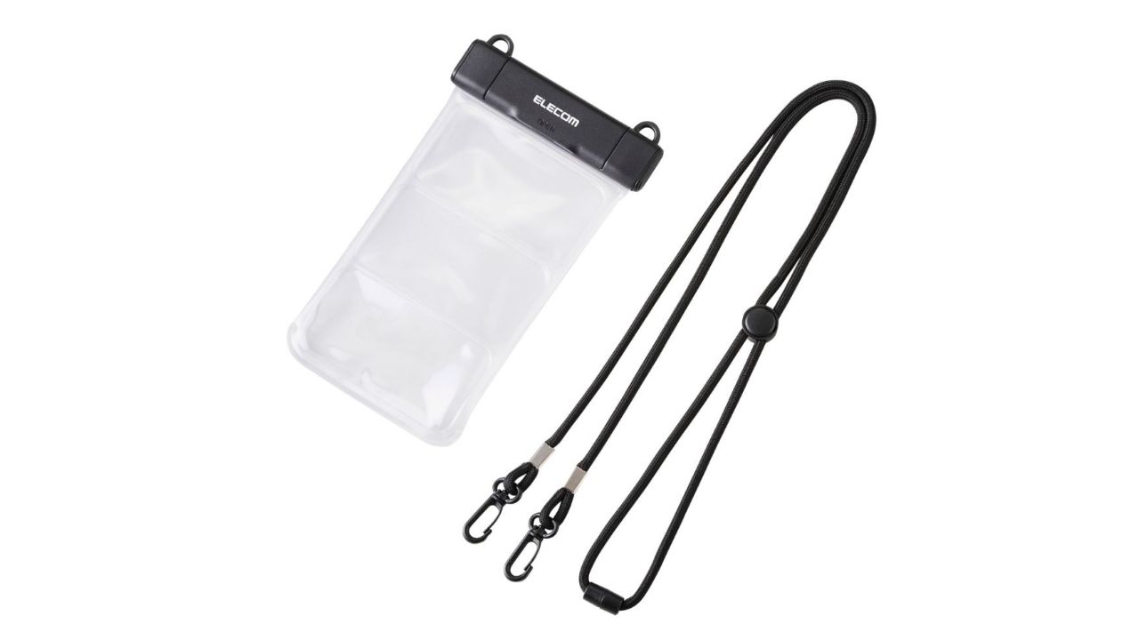 スマホ用防水ケース IP68 水中スマホ操作対応タイプ ワンタッチ（ブラック）