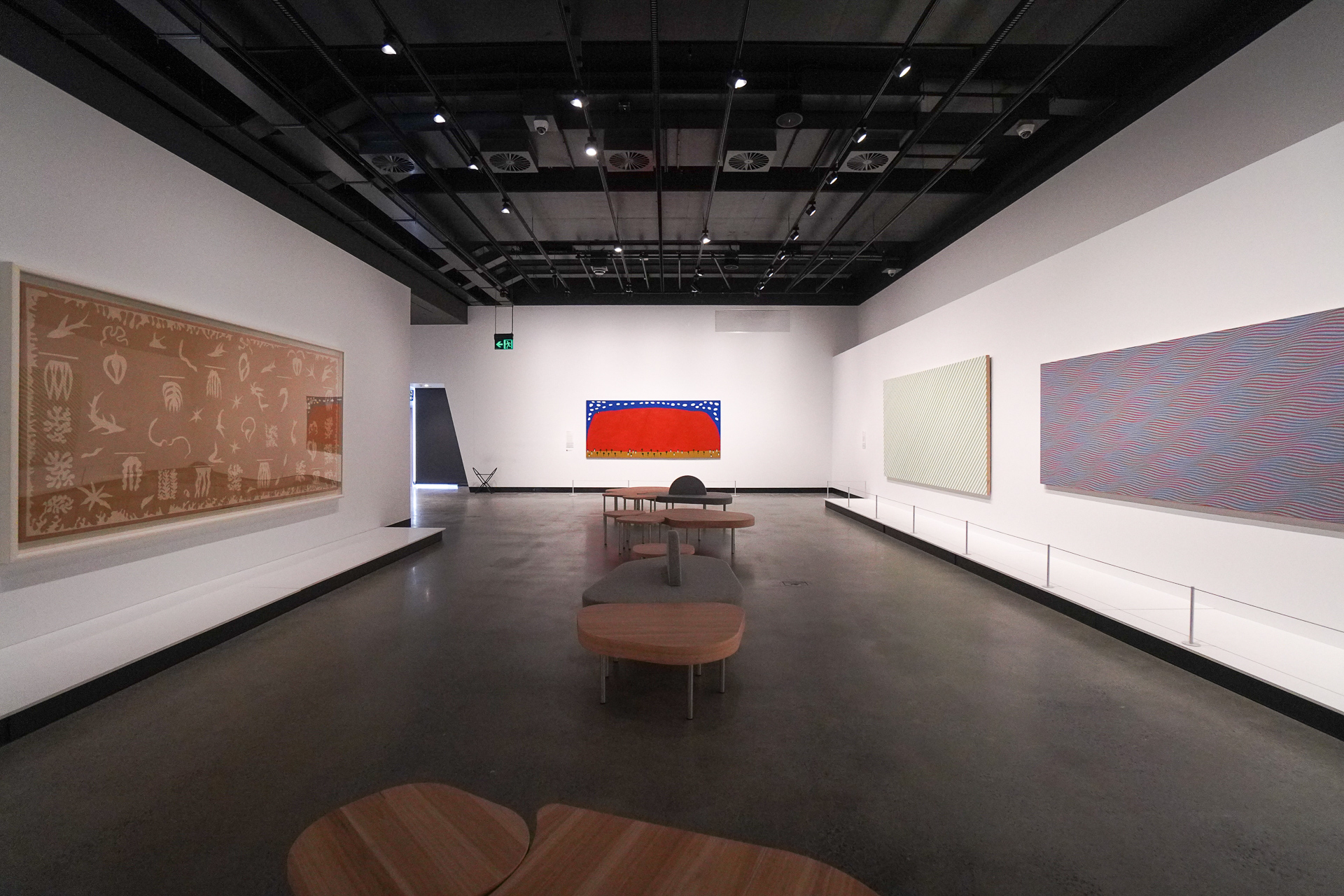 左にマティス（Henri Matisse）、正面はLong Tom Tjapanangkaというオーストラリア人画家のウルル（エアーズロック）の作品が見える