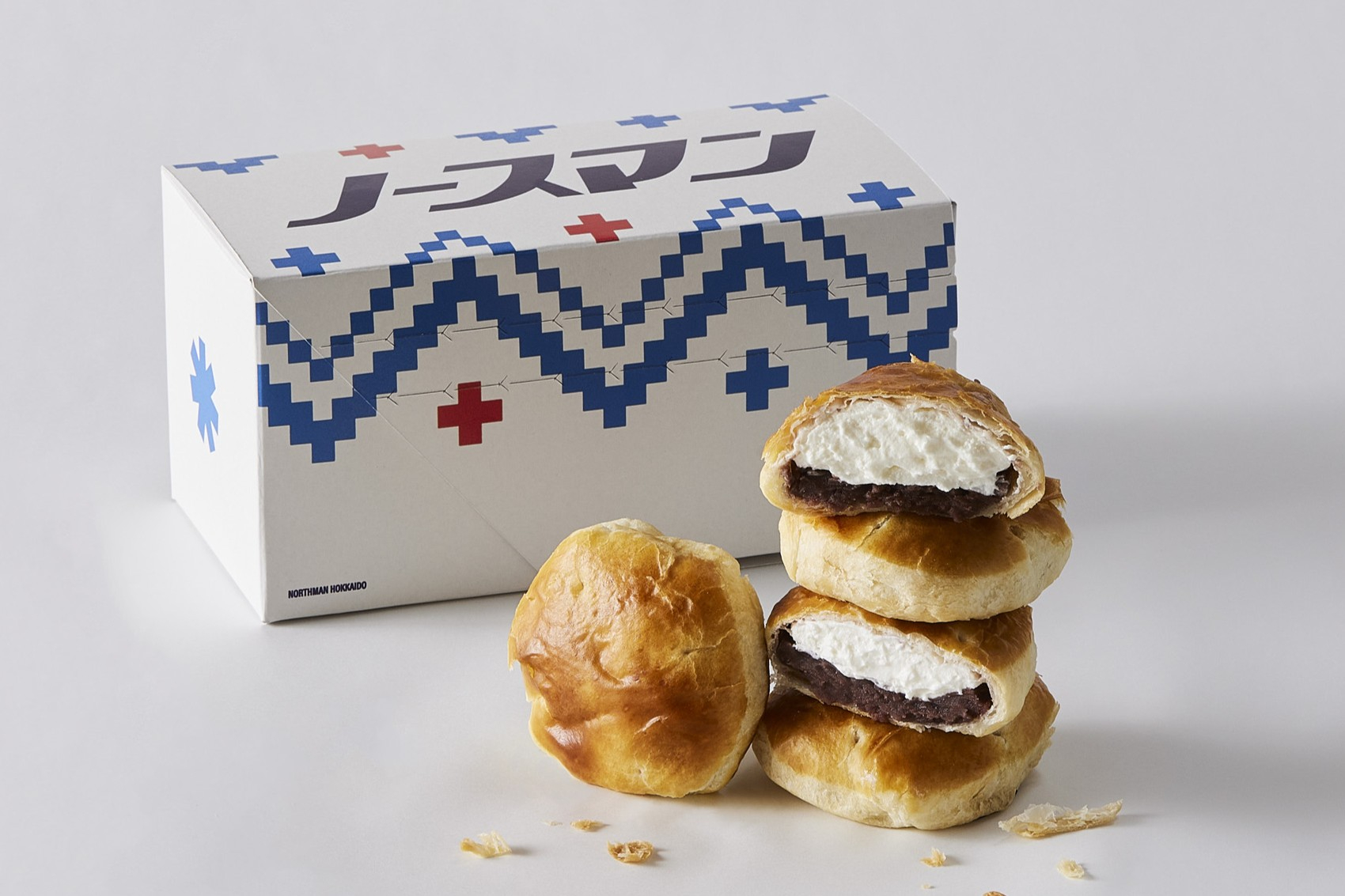 北海道産の生乳の生クリームたっぷり「生ノースマン」（4個入1280円）。冷凍販売、要冷蔵で消費期限3日間