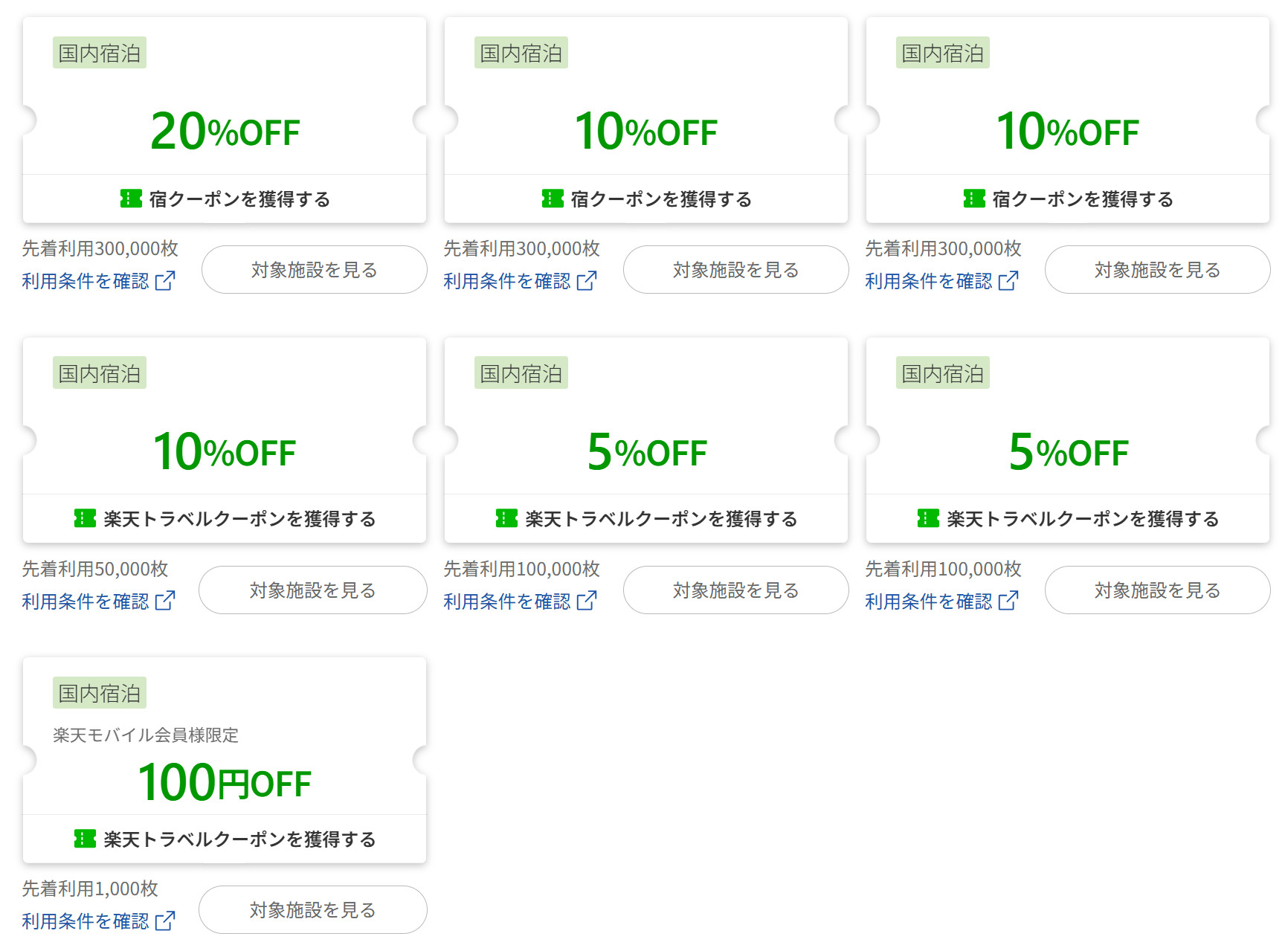 国内宿泊クーポンの割引率